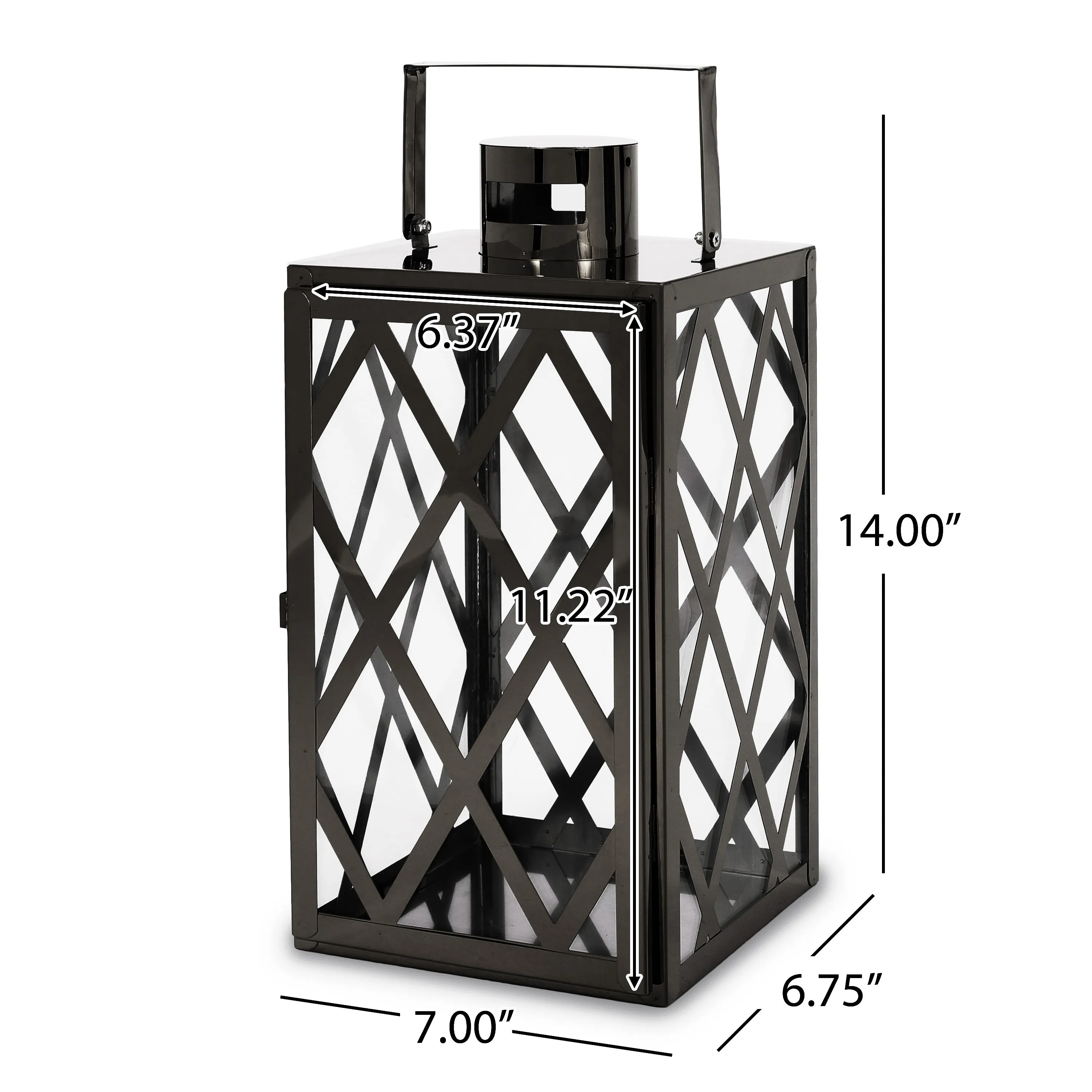 Cecil Outdoor 14" Modern Stainless Steel Lantern