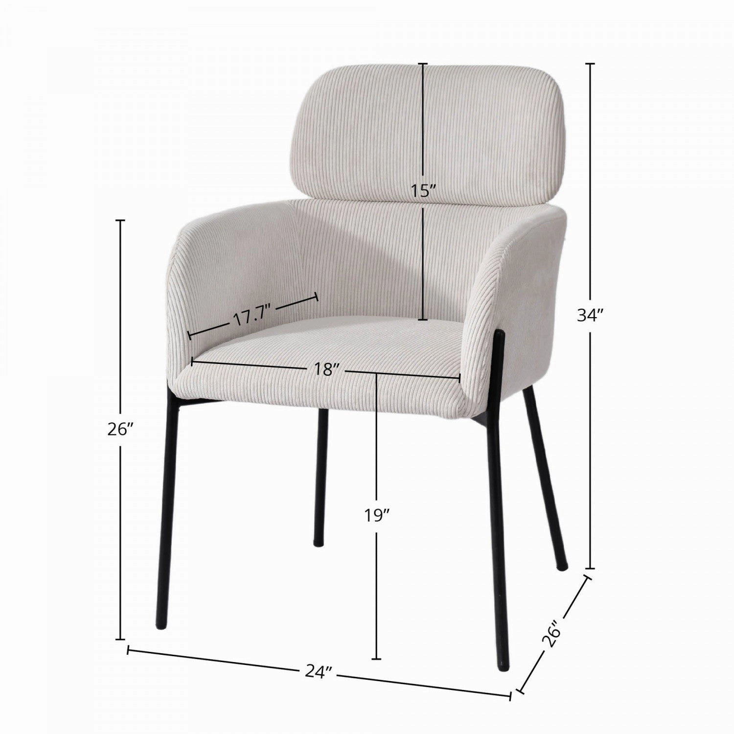 Celon Dining Chair - Corduroy White