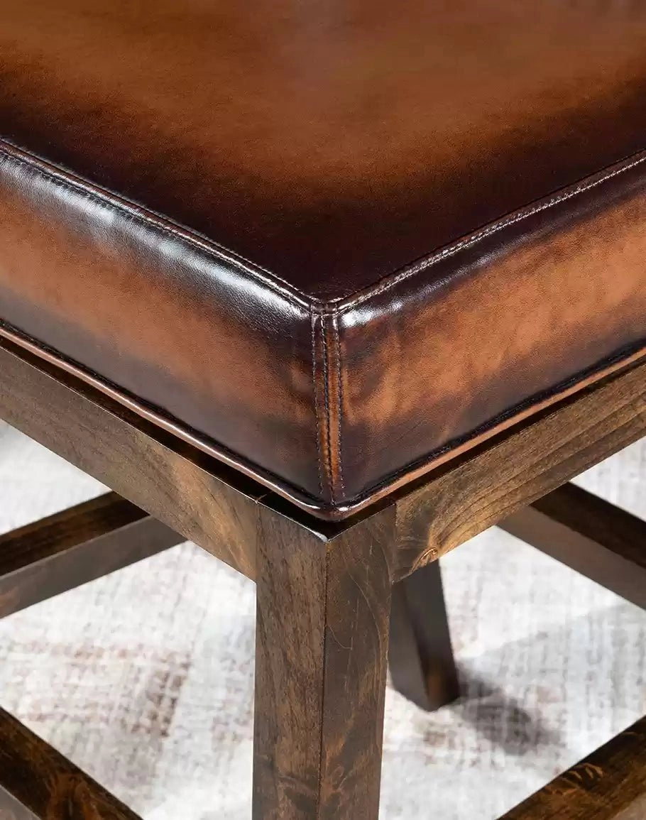 Channel Back Leather Bar or Counter Stool