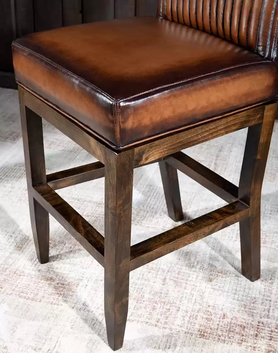 Channel Back Leather Bar or Counter Stool