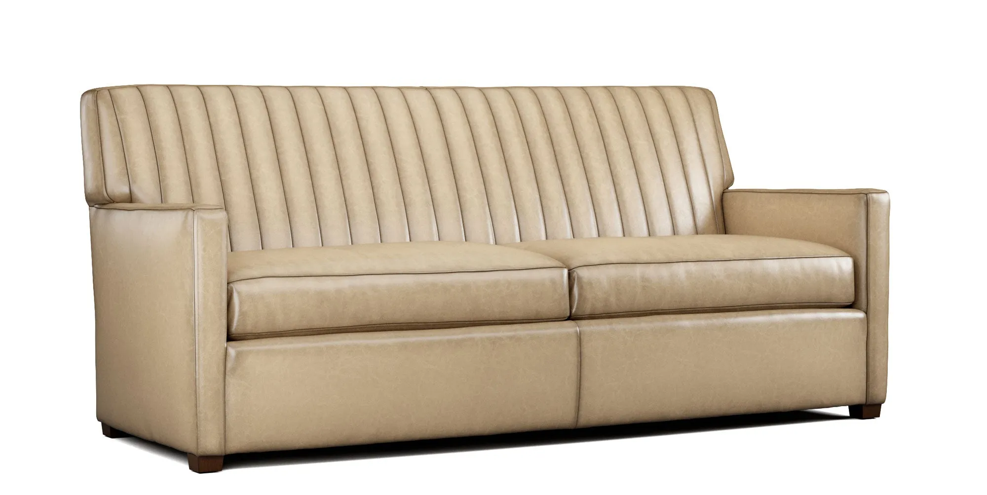 Channeled Leather Sofa