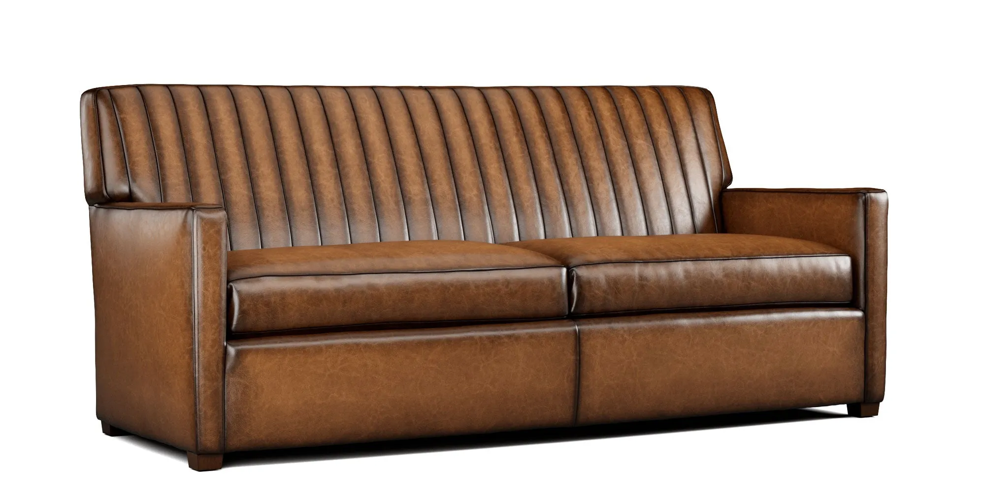 Channeled Leather Sofa
