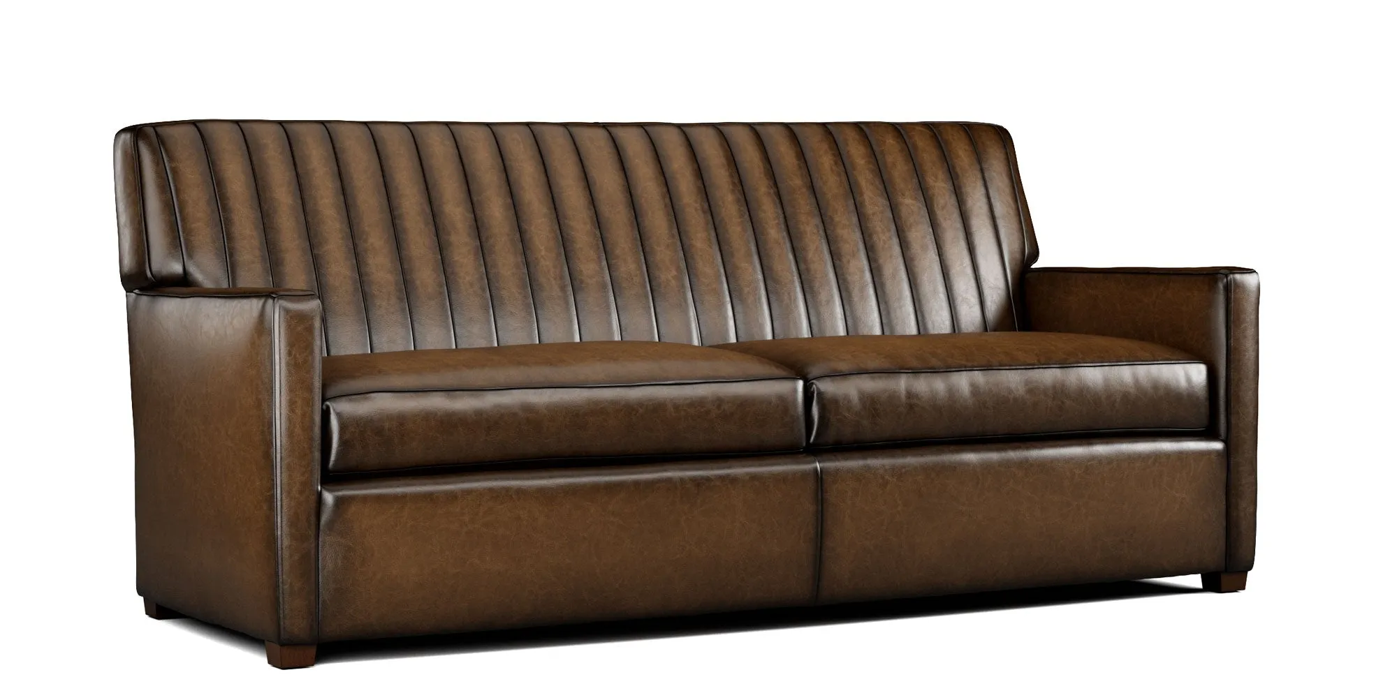 Channeled Leather Sofa