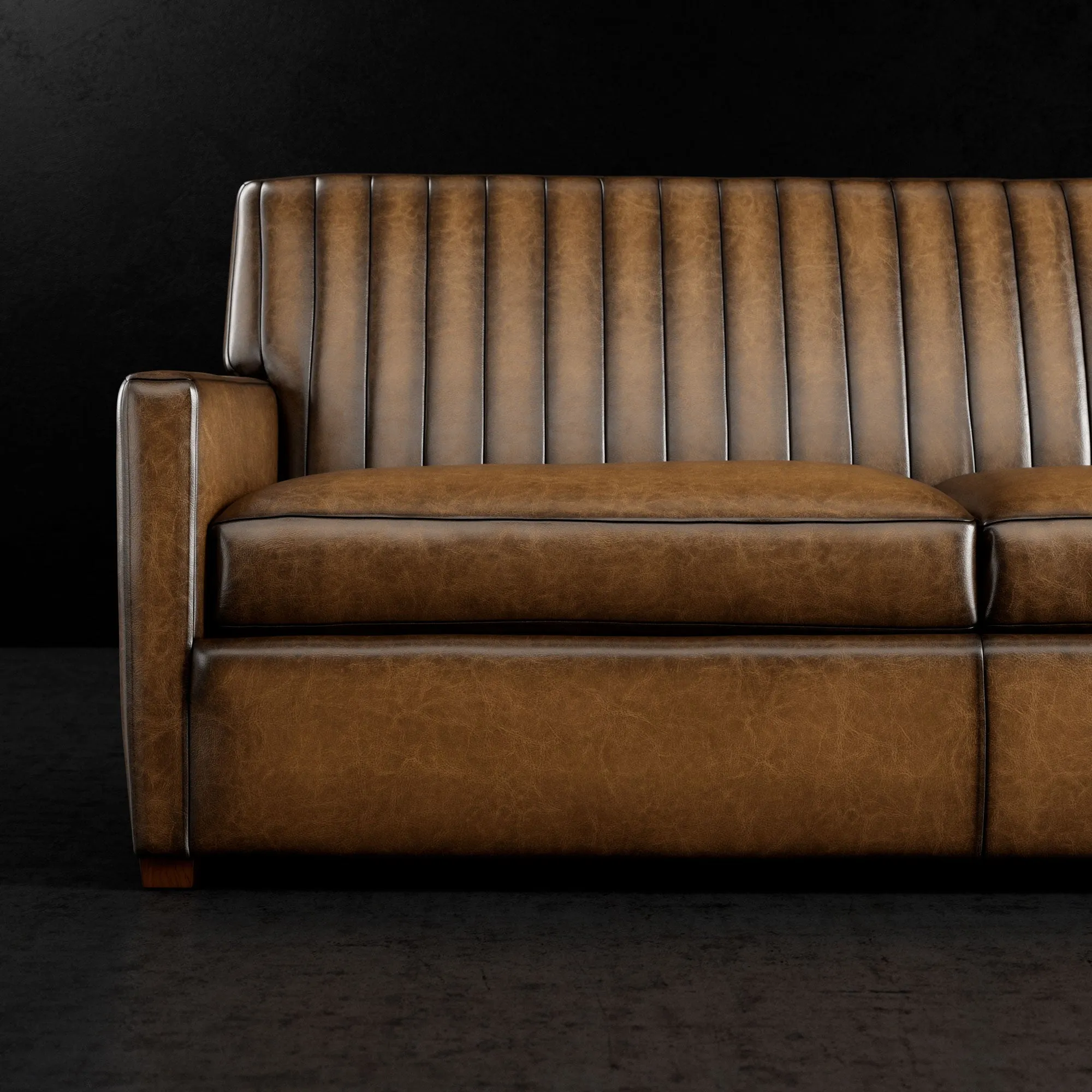 Channeled Leather Sofa