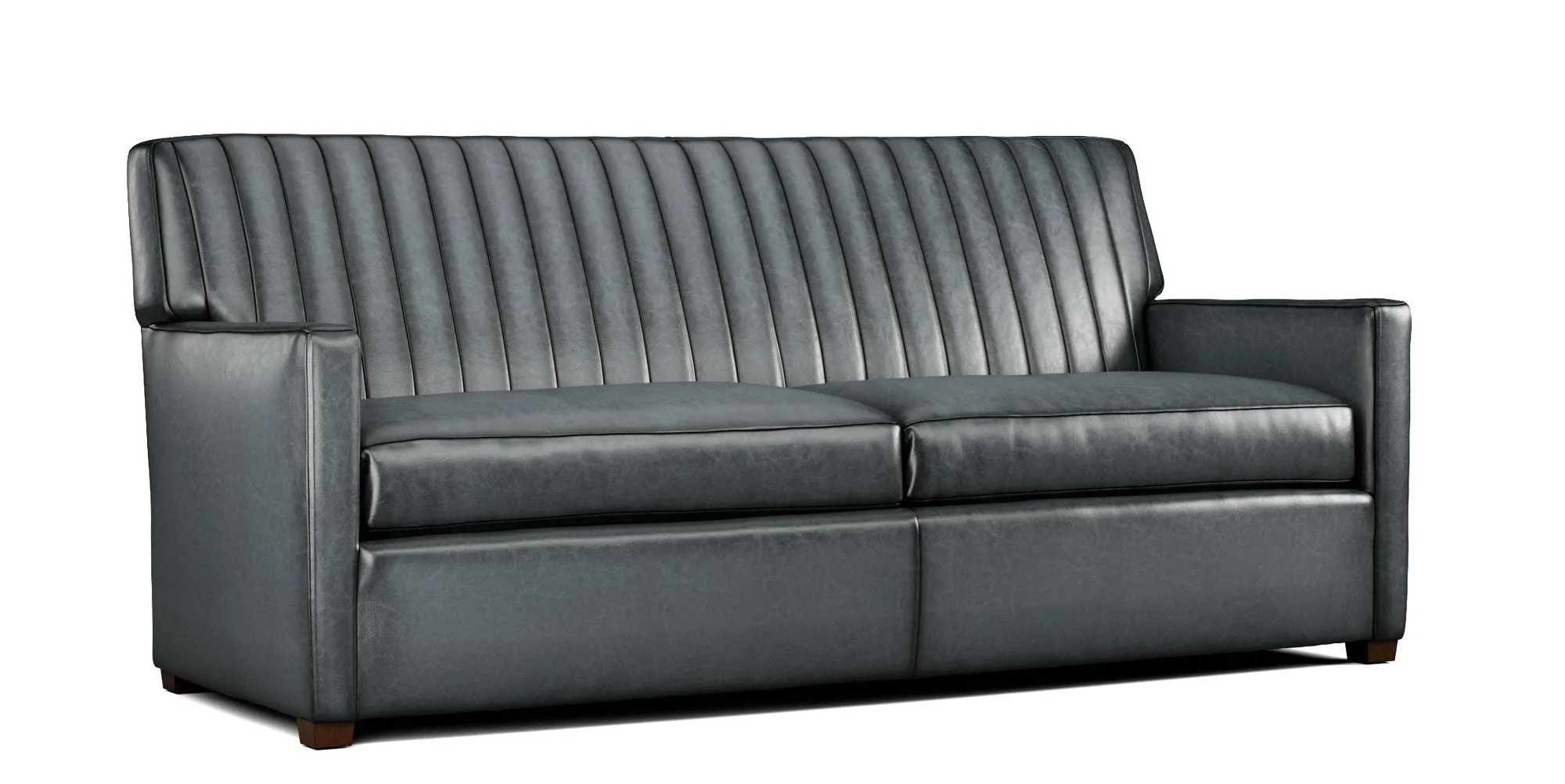 Channeled Leather Sofa