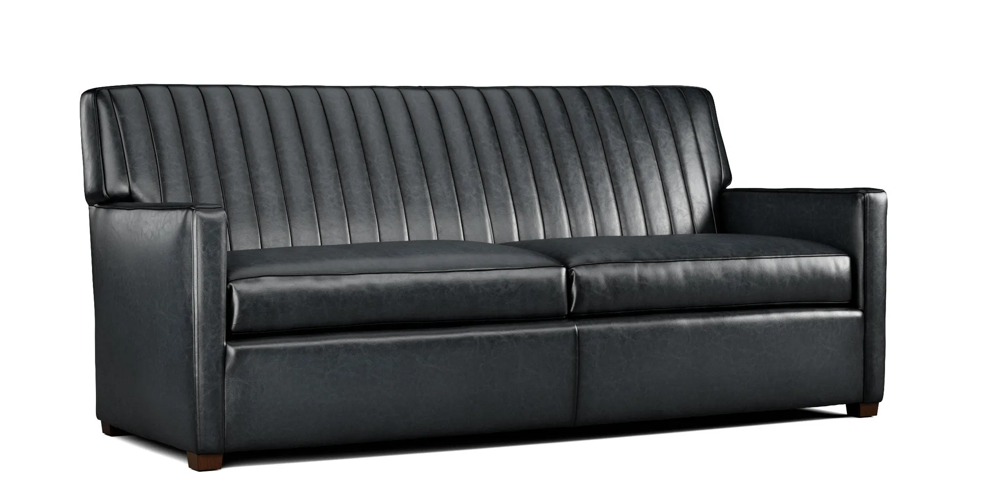 Channeled Leather Sofa