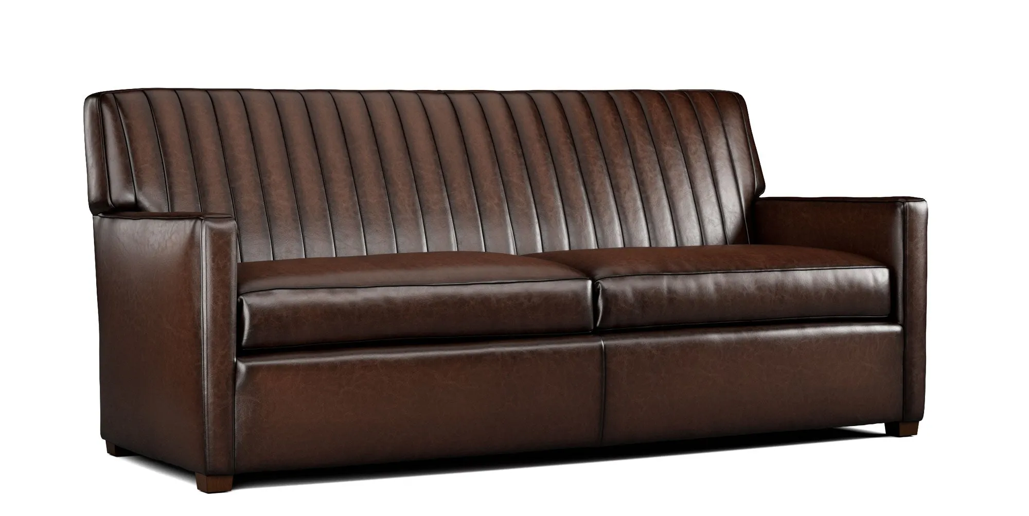 Channeled Leather Sofa
