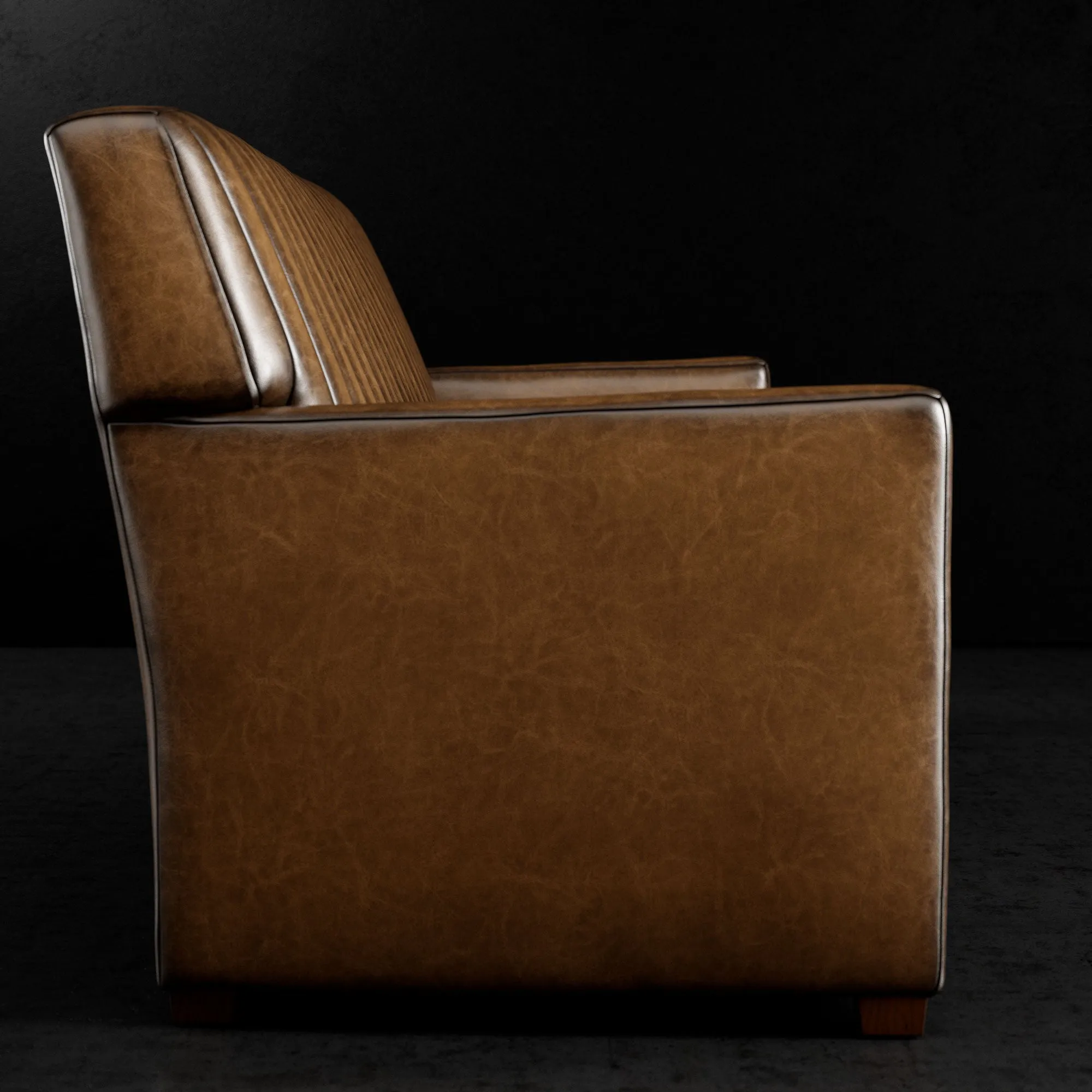 Channeled Leather Sofa