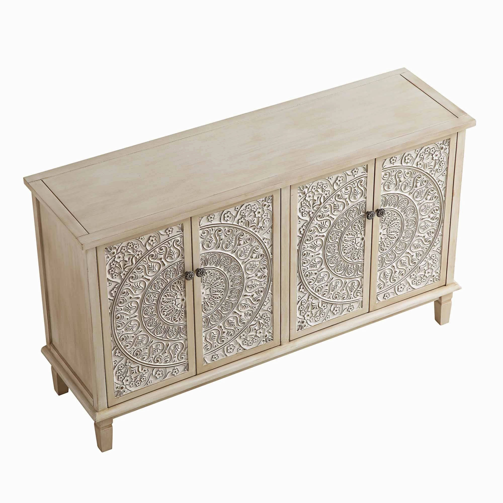 Chantilly Whitewashed Carved Large Sideboard