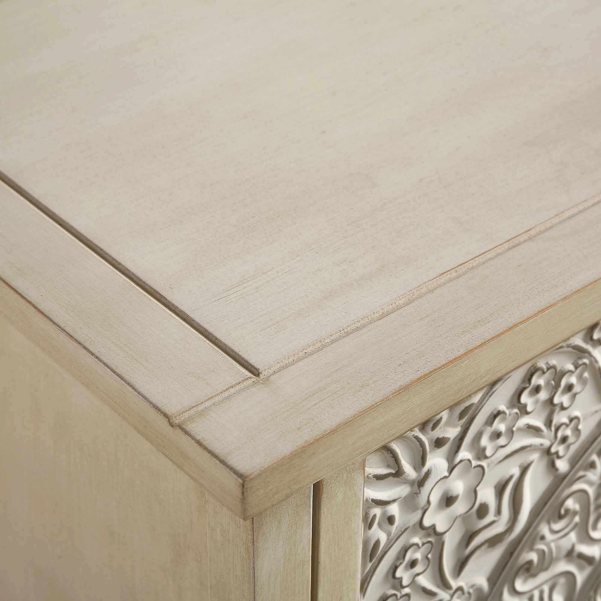 Chantilly Whitewashed Carved Small Sideboard