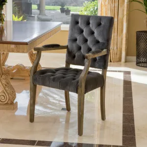 Charcoal Velvet Arm Dining Chair - NH255692 dining table set, 6-piece dining set