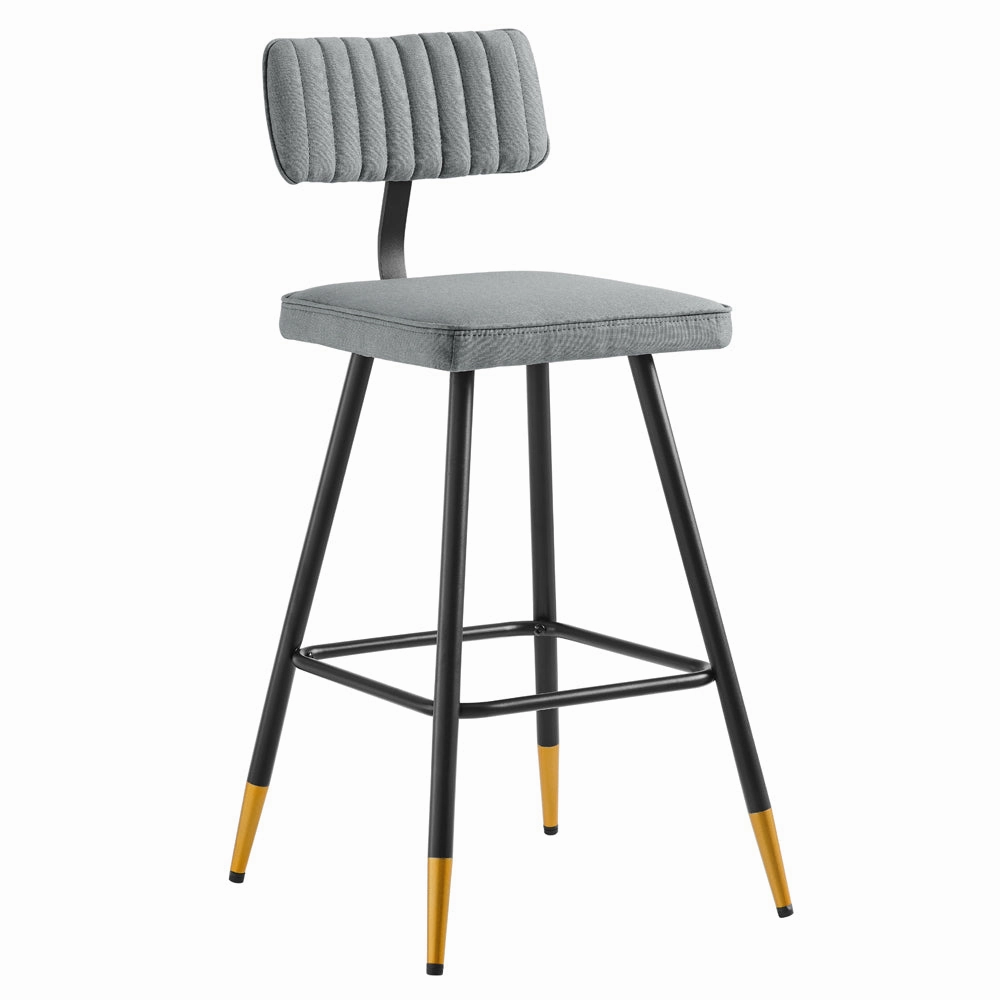 Charlecote Set of 2 Light Grey Fabric Upholstered Bar Stools