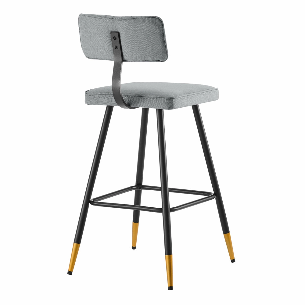 Charlecote Set of 2 Light Grey Fabric Upholstered Bar Stools
