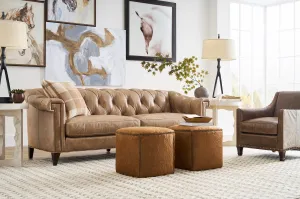 Chesterfield Sofa in Brown Leather vanity mirror, wall mirror
