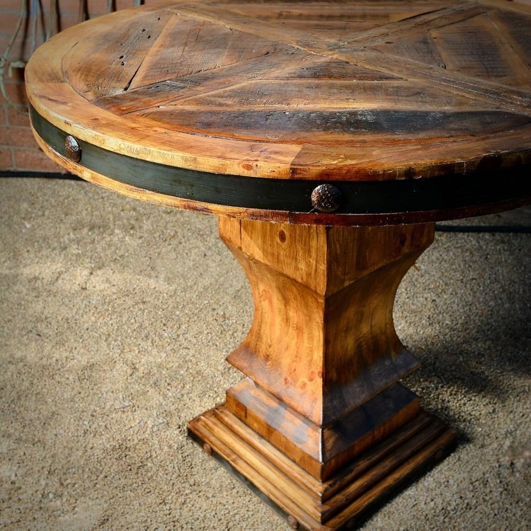 Chihuahua Pine Round Rustic Dining Table glassware set, wine glass