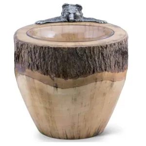Chillin' Log Ice Bucket w/ Pewter Bear shower curtain, waterproof liner