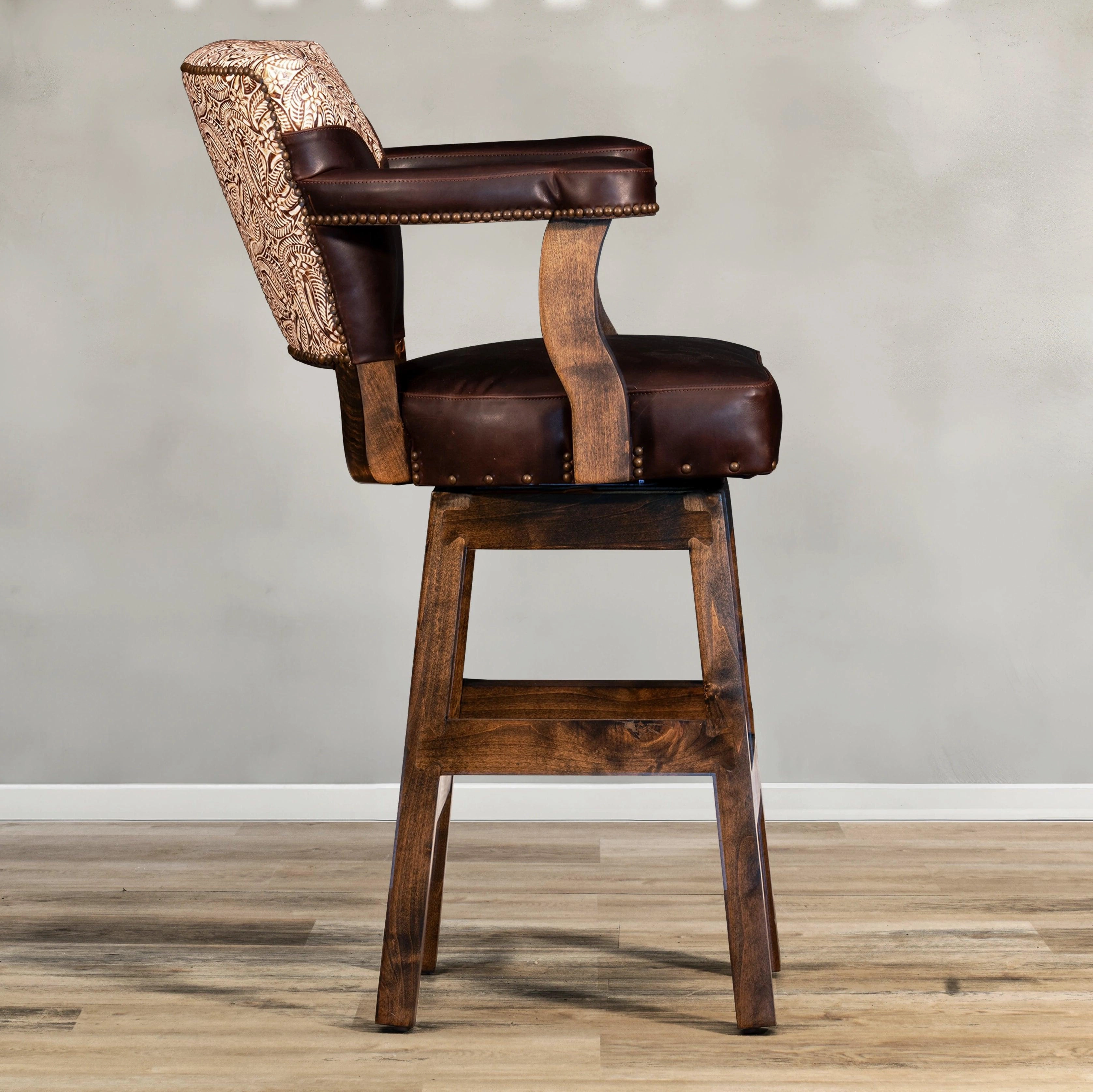 Chisum Western Leather Bar Chair