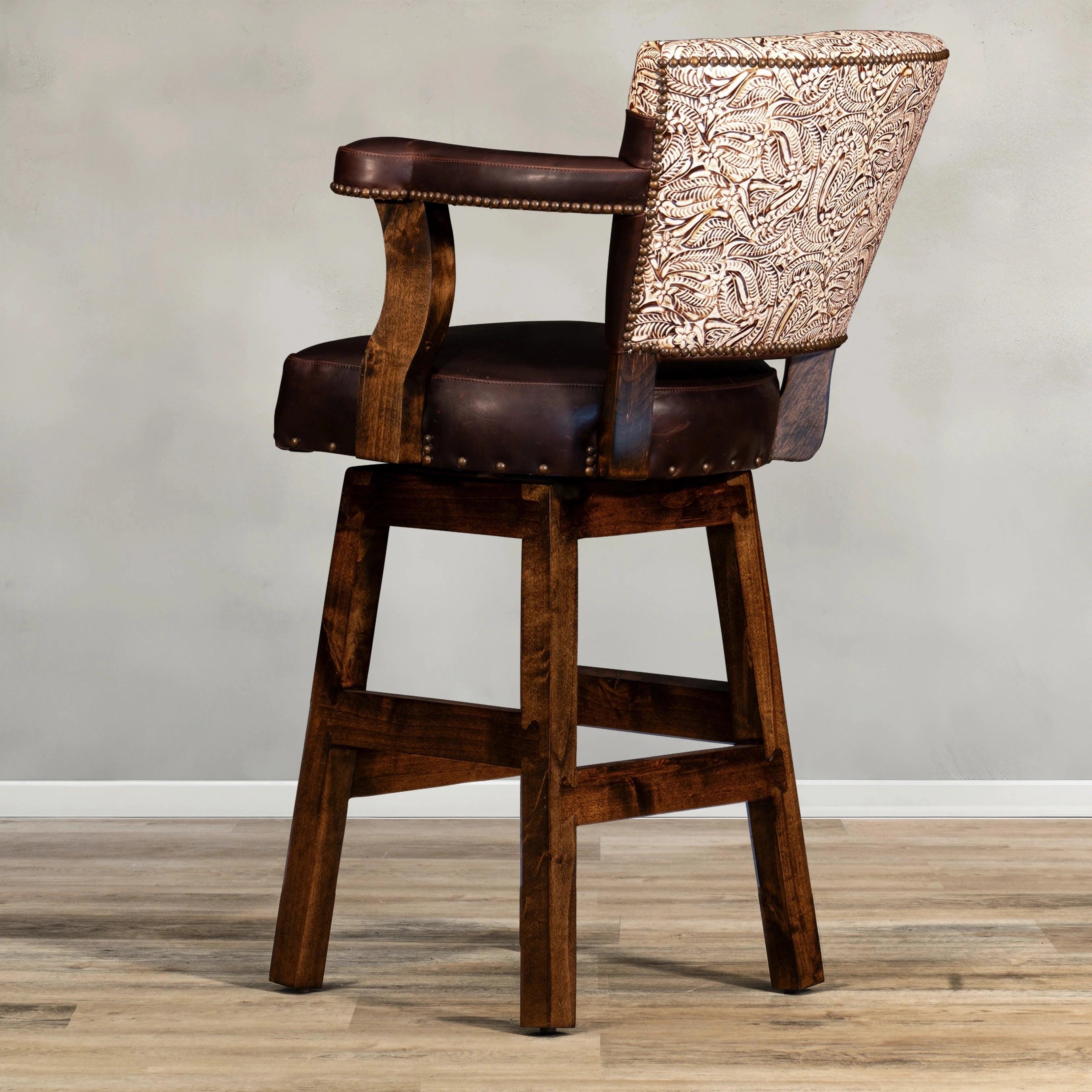 Chisum Western Leather Bar Chair
