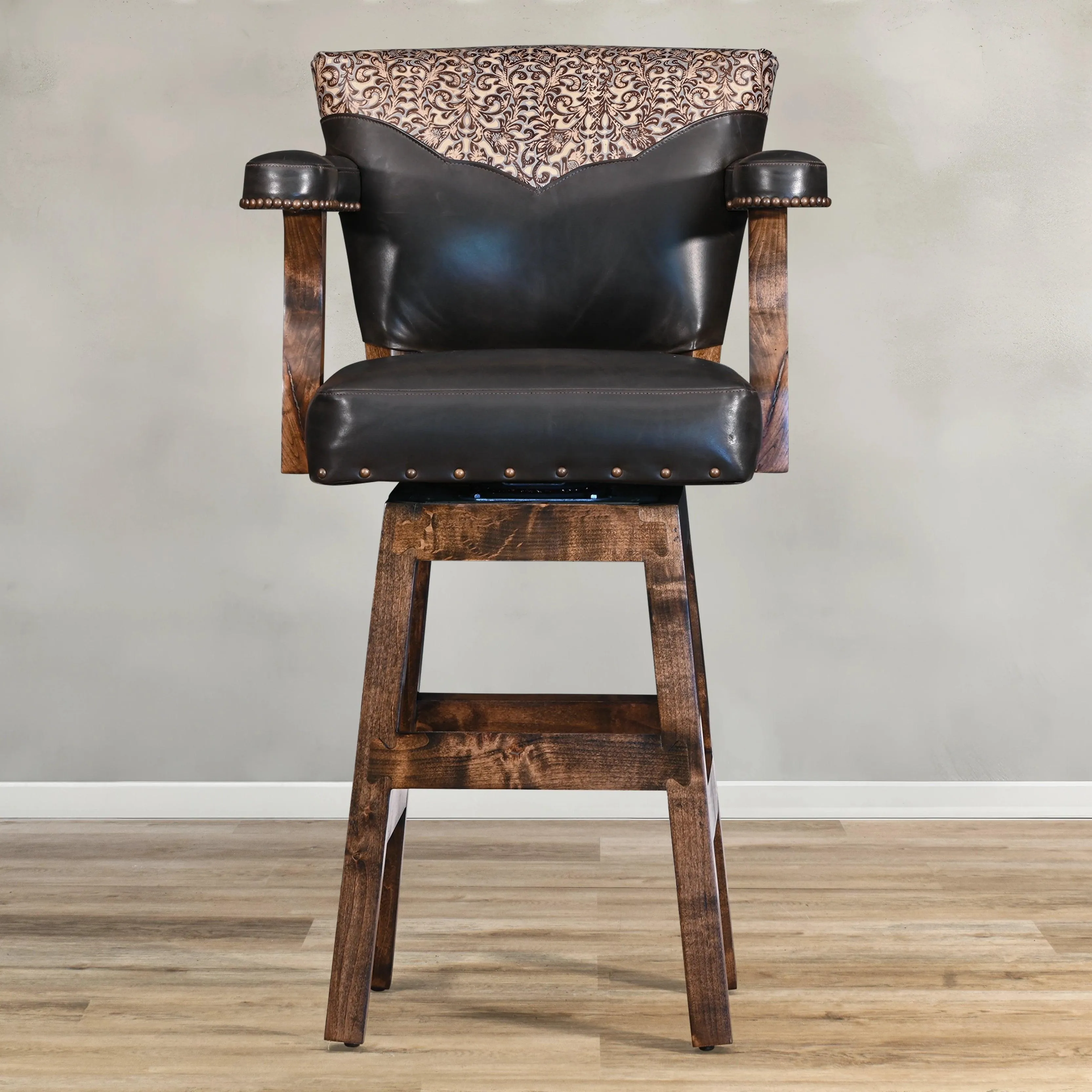 Classic Espresso Leather Bar & Counter Stool