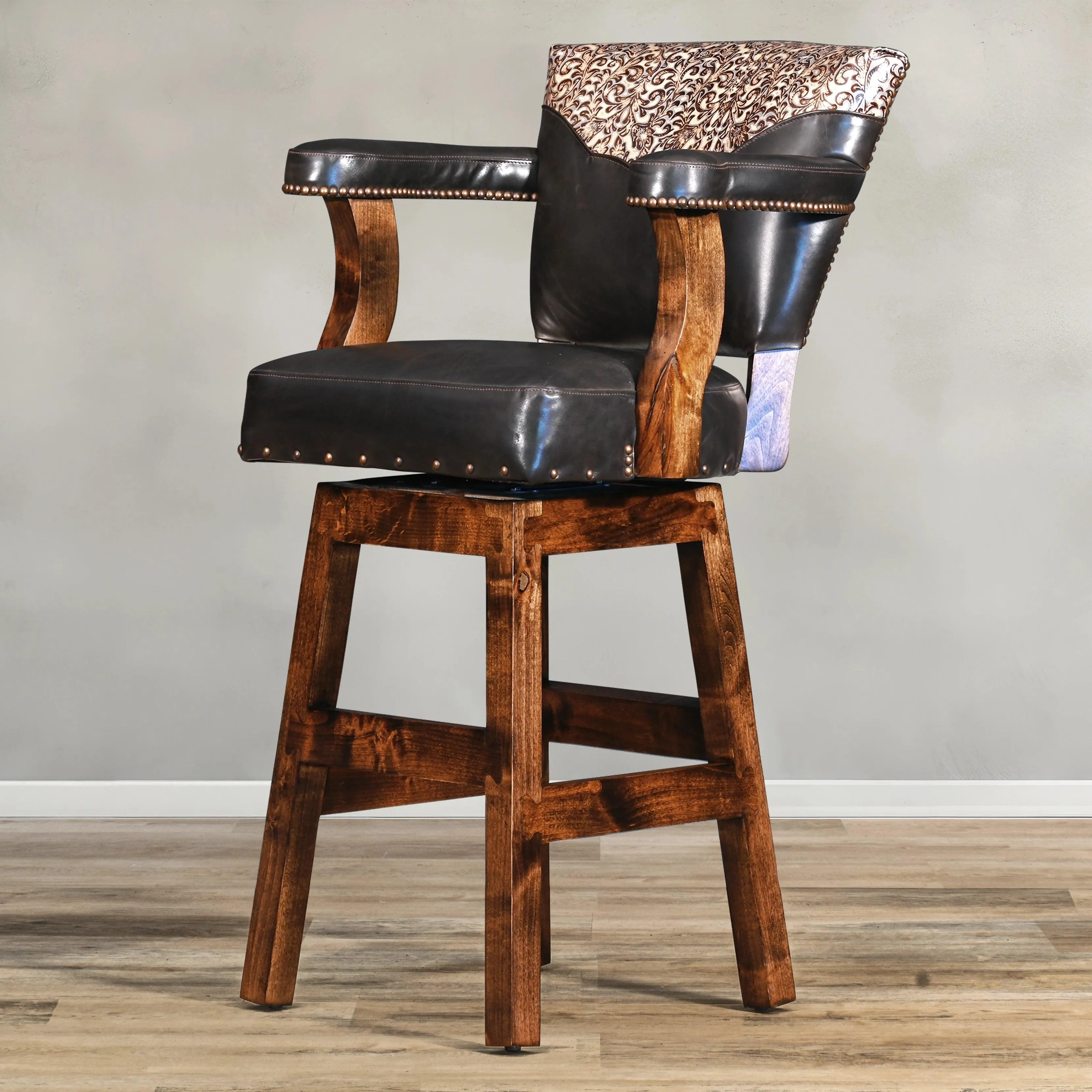 Classic Espresso Leather Bar & Counter Stool