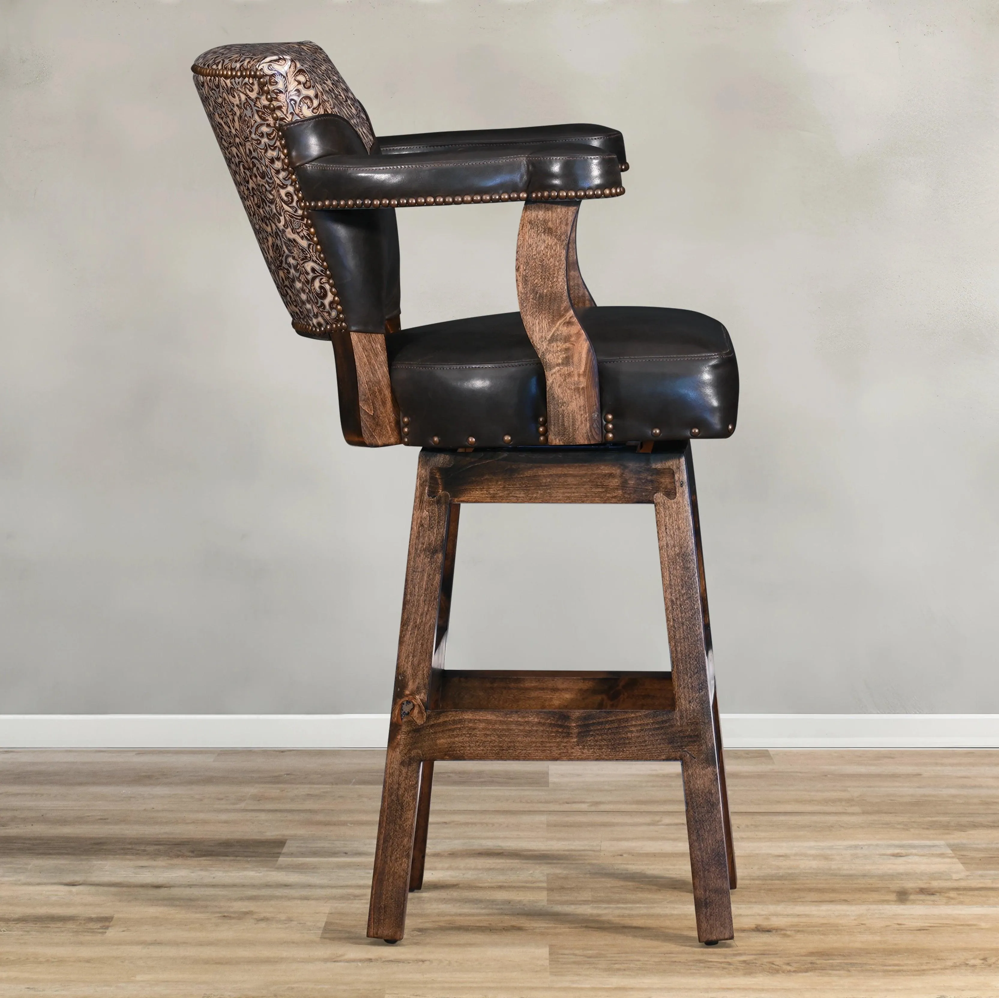 Classic Espresso Leather Bar & Counter Stool