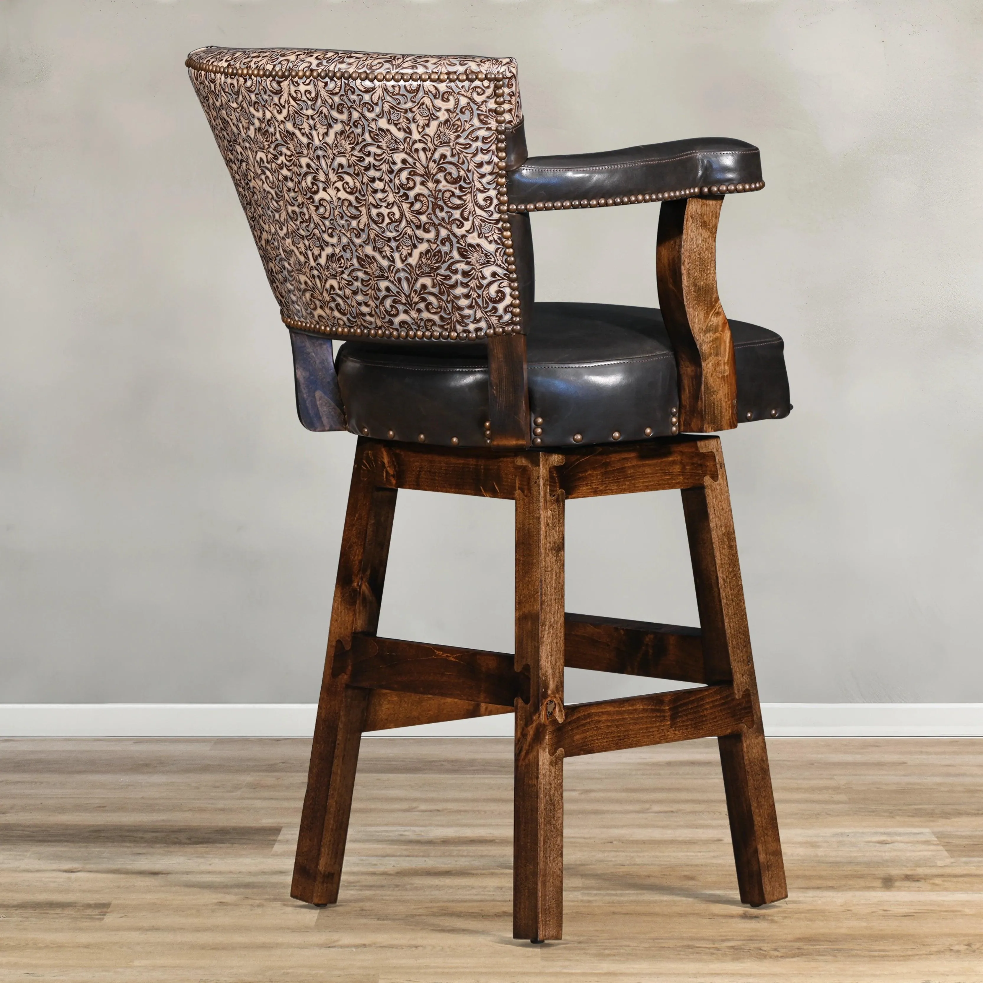 Classic Espresso Leather Bar & Counter Stool