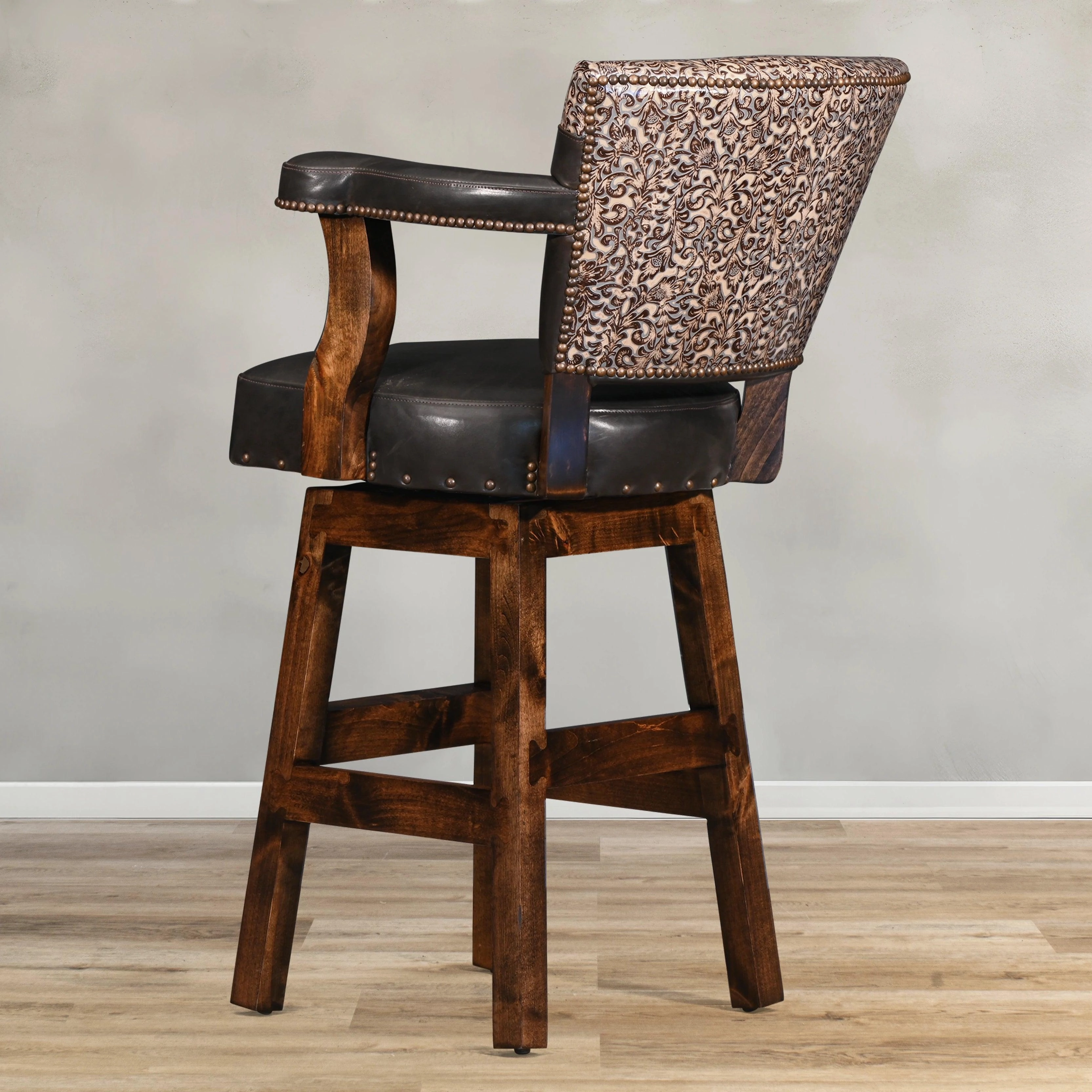 Classic Espresso Leather Bar & Counter Stool