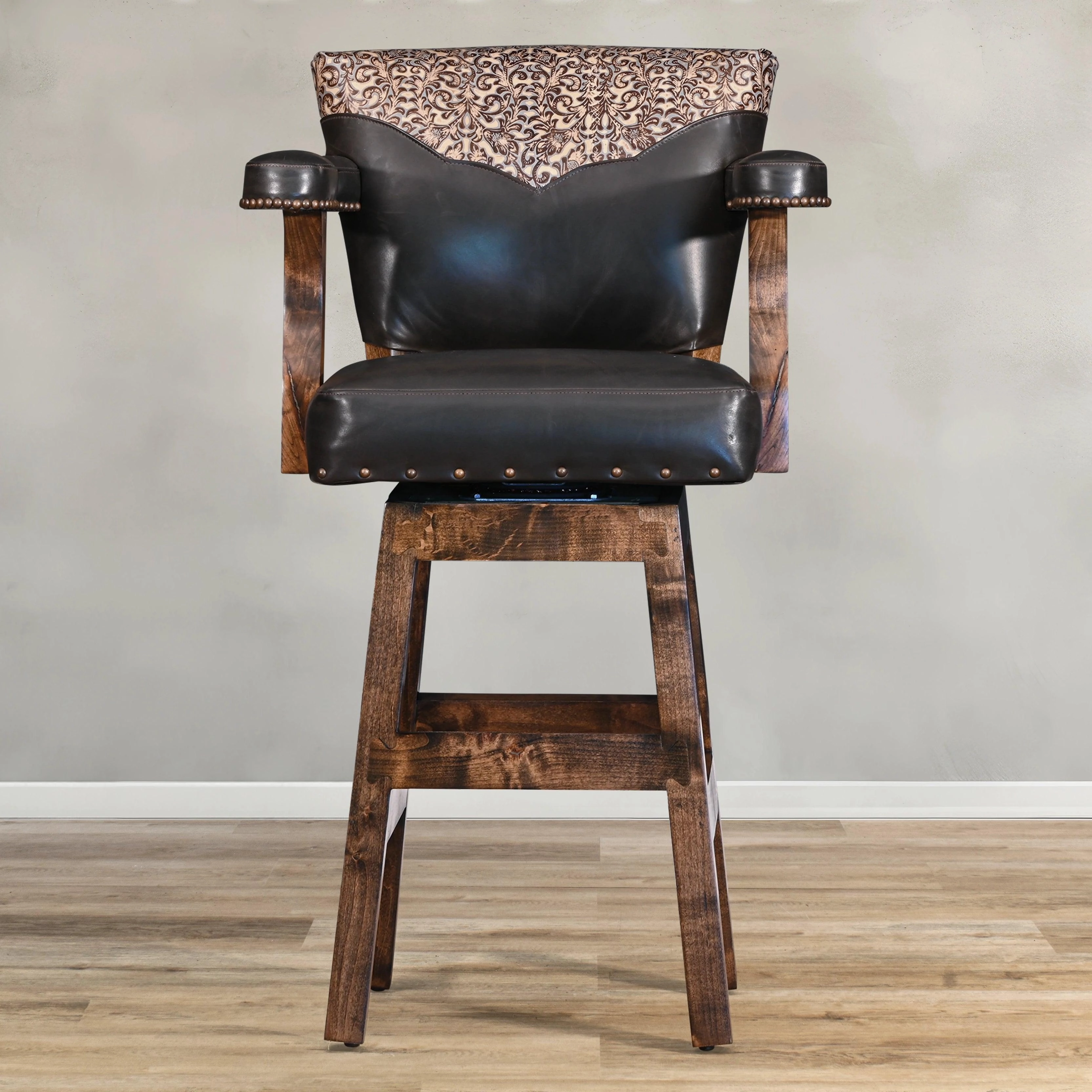 Classic Espresso Leather Bar & Counter Stool