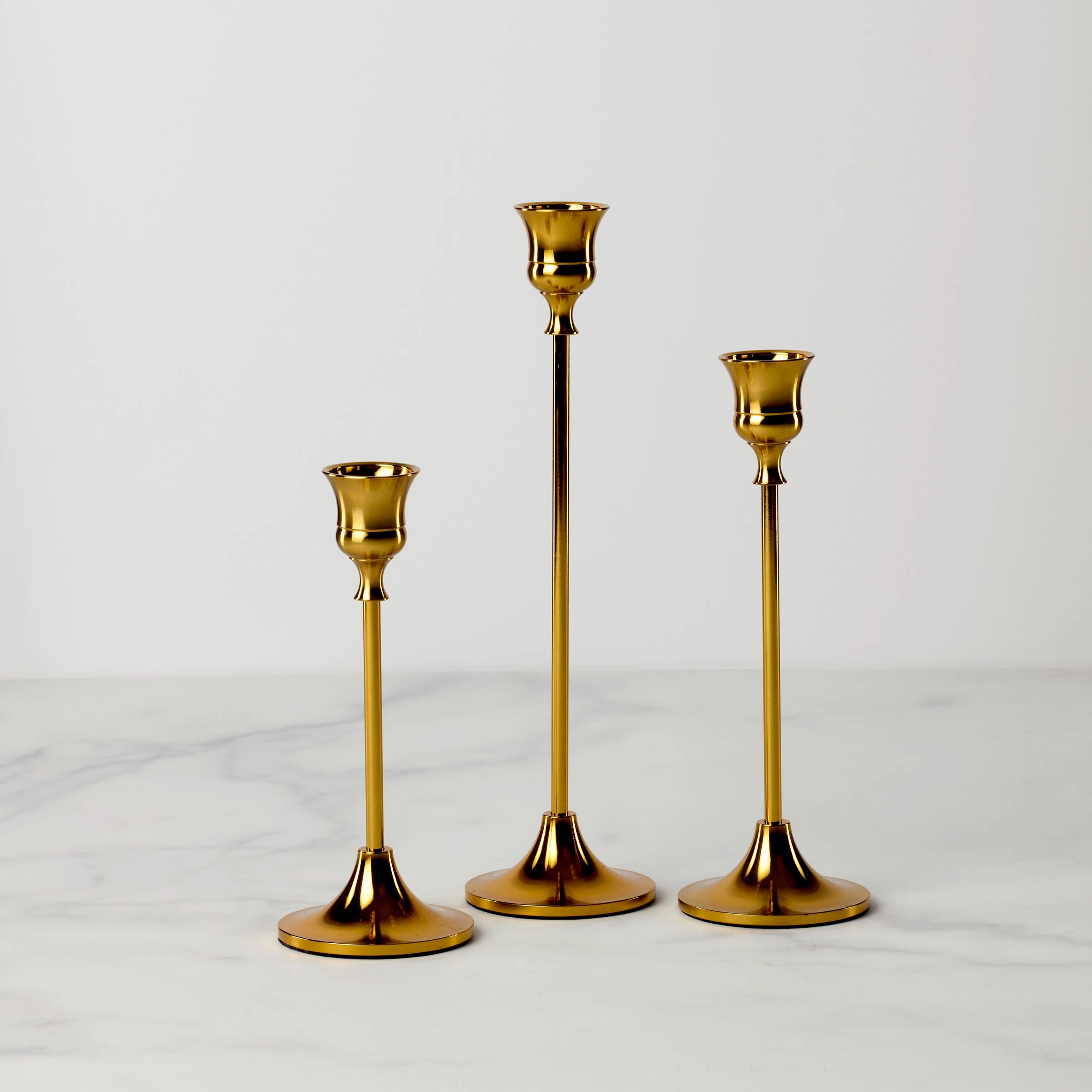 Classica 3-Piece Gold Candle Holder Set