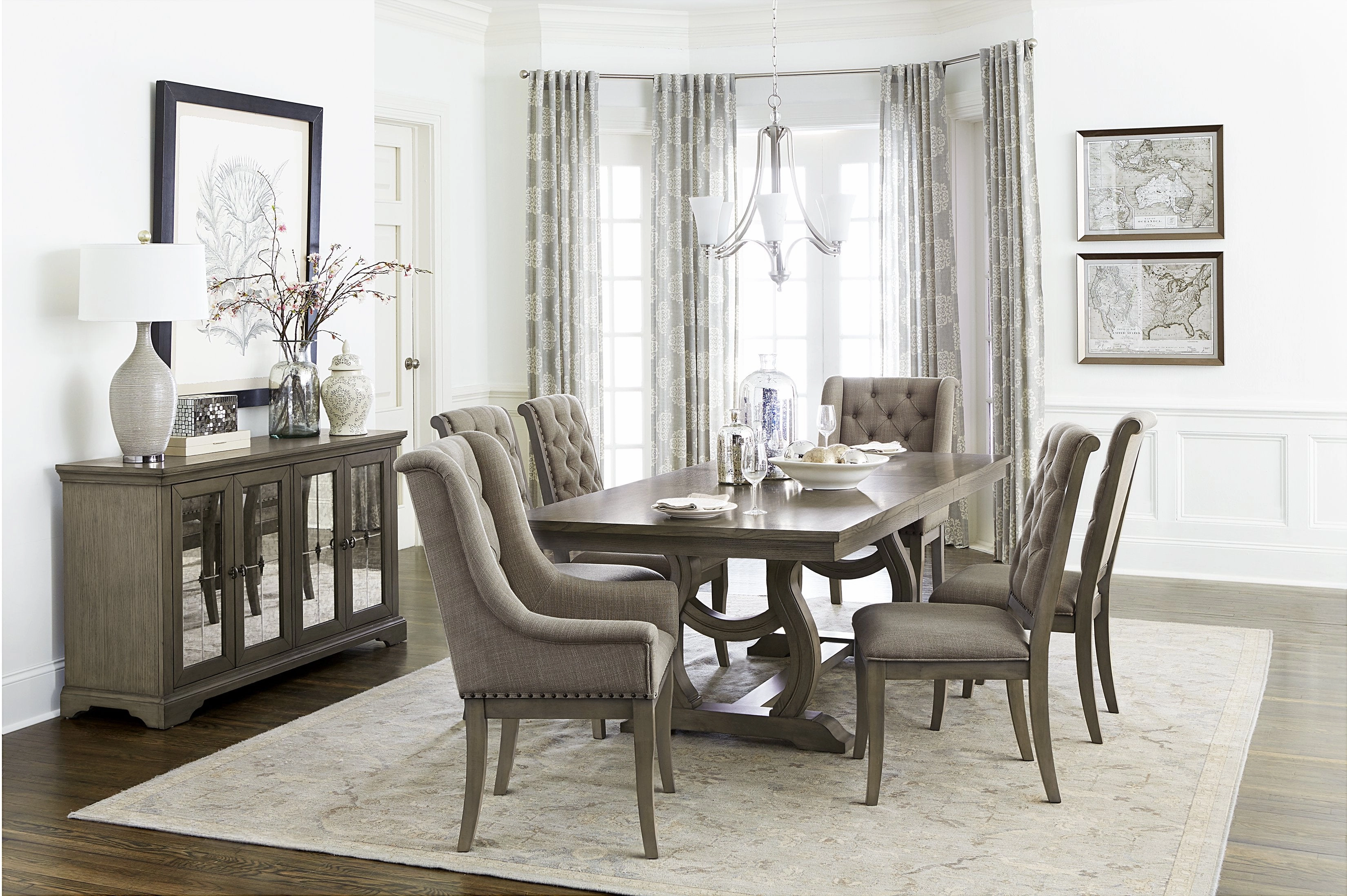 Cleopatra 7-Piece Extendable Dining Set - Oak