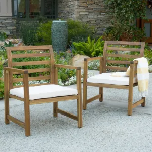 Coastal Outdoor Natural Stained Acacia Wood Club Chair (Set of 2) - NH688992 chandelier, pendant light