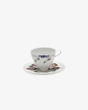 Coffee cup high with saucer Anemone milk Midnight Flowers