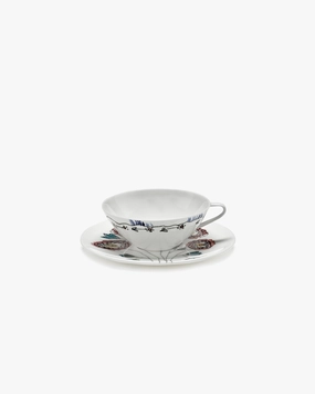 Coffee cup low with saucer Anemone milk Midnight Flowers