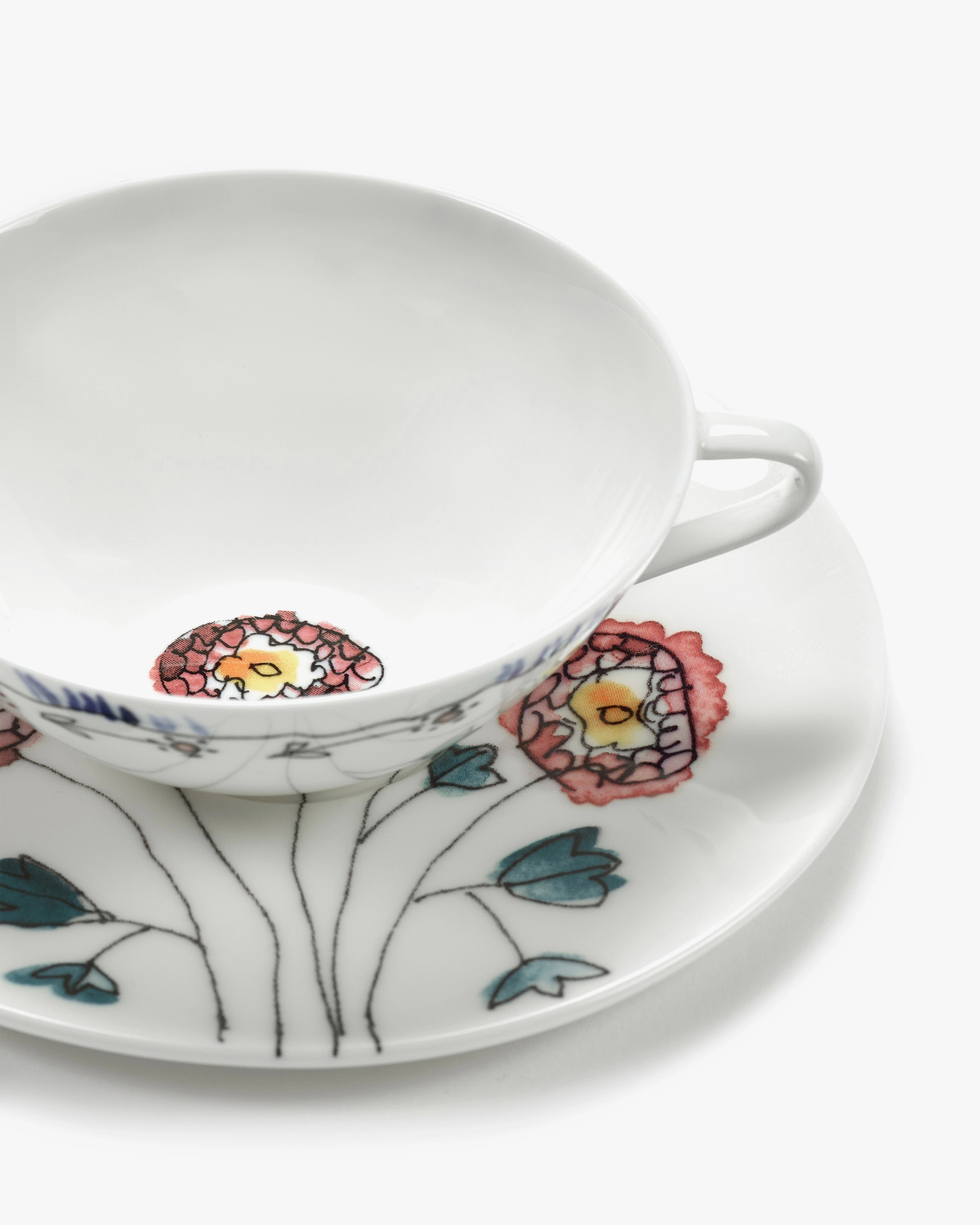 Coffee cup low with saucer Anemone milk Midnight Flowers