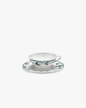 Coffee cup low with saucer Blossom milk Midnight Flowers