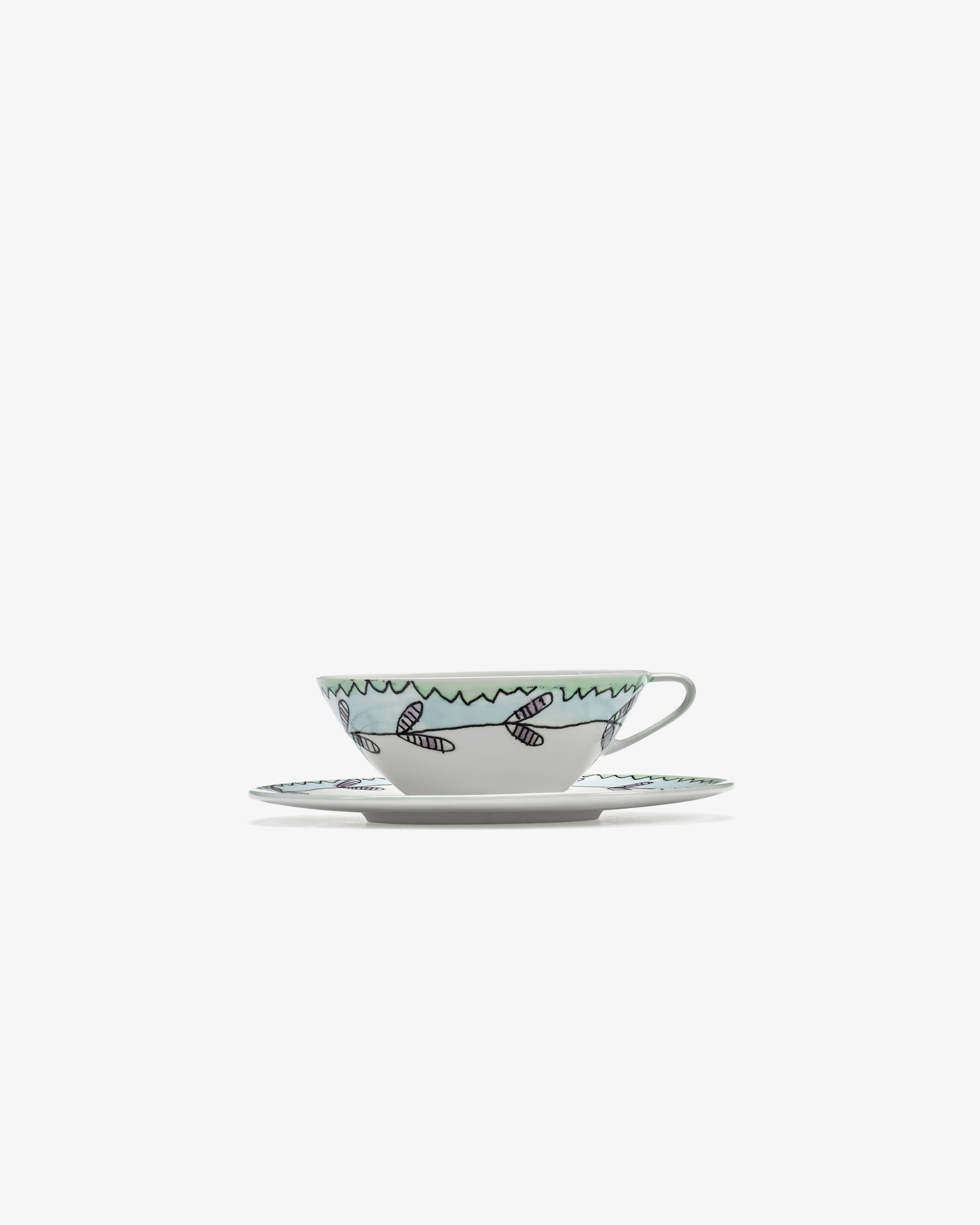 Coffee cup low with saucer Blossom milk Midnight Flowers