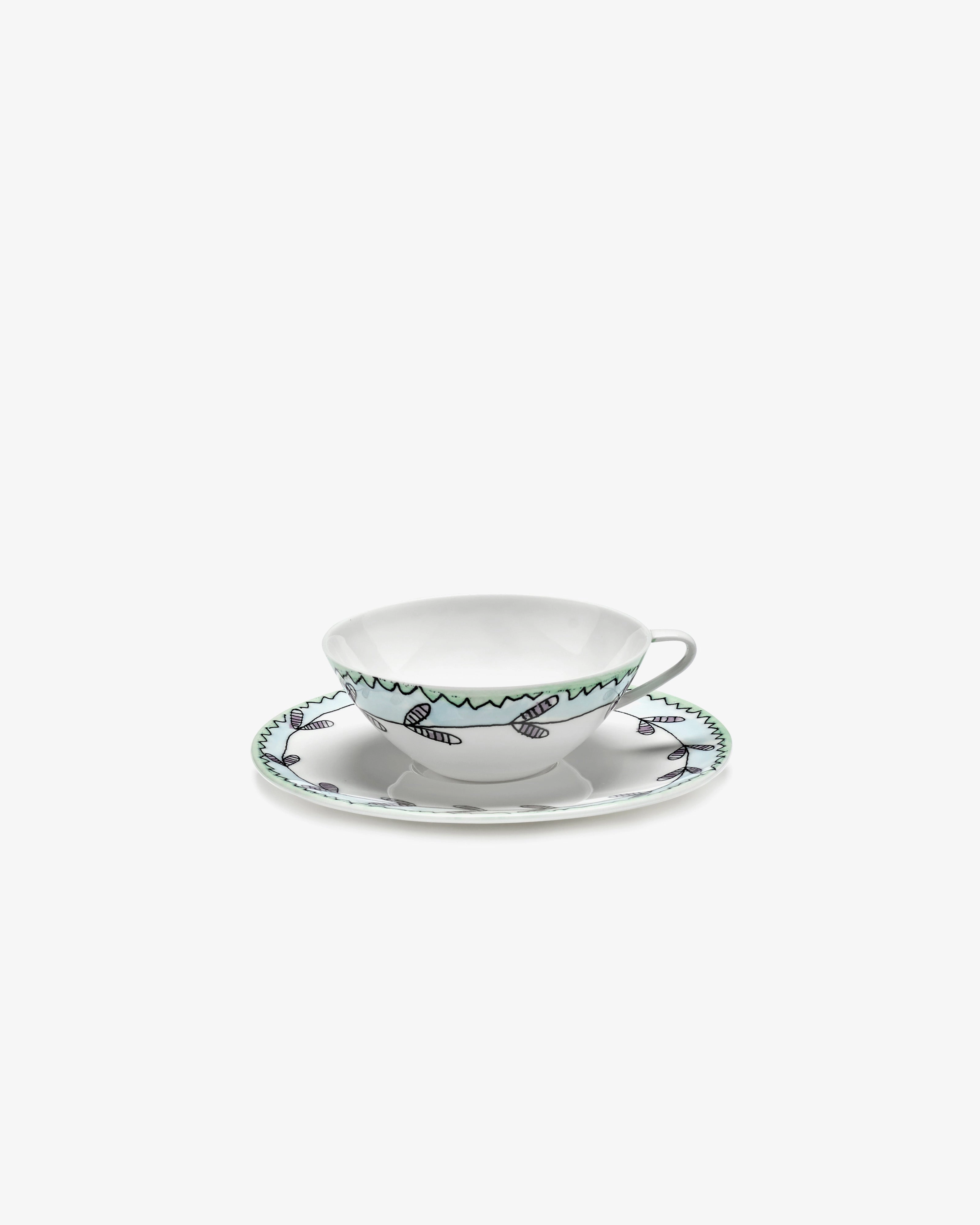 Coffee cup low with saucer Blossom milk Midnight Flowers