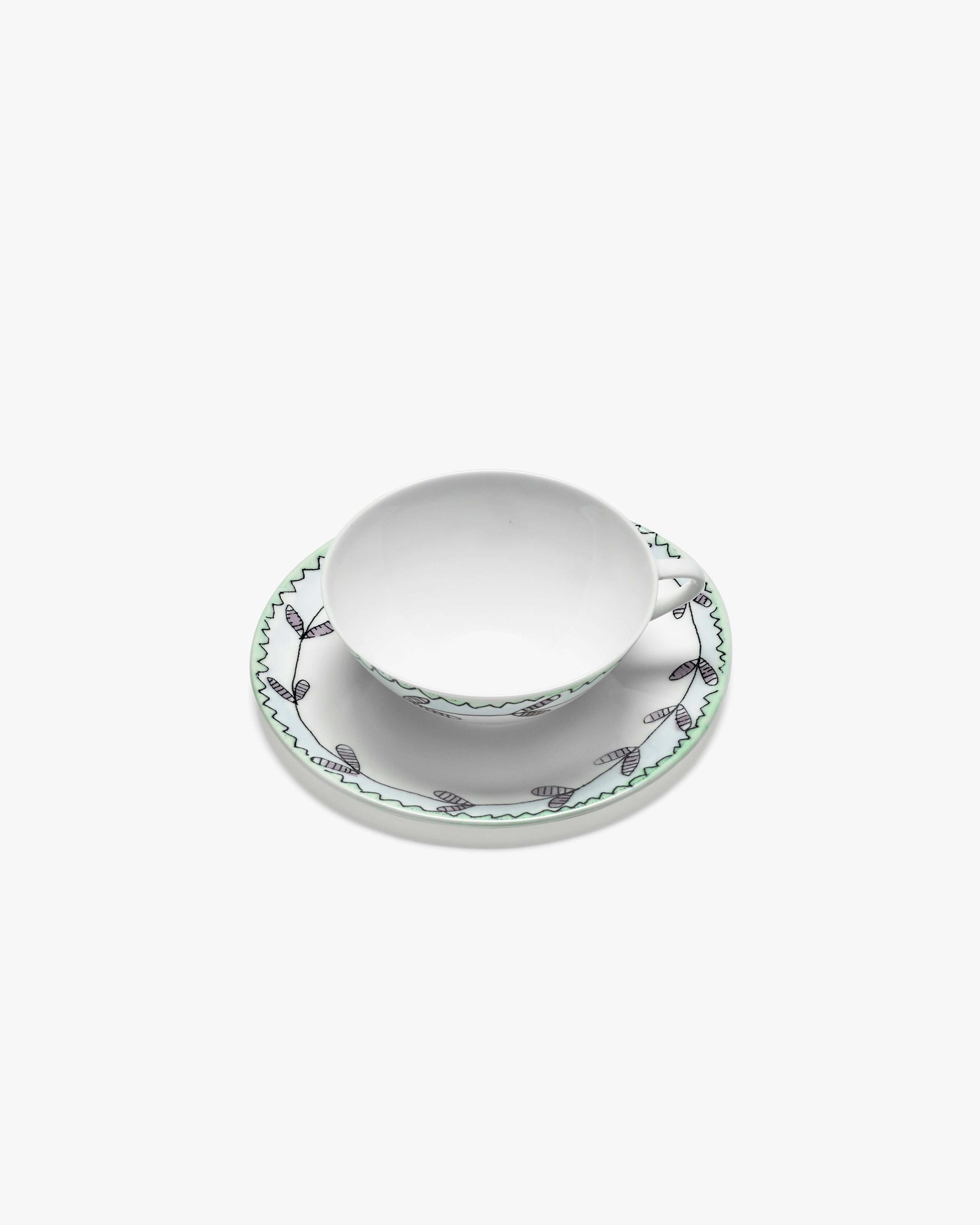 Coffee cup low with saucer Blossom milk Midnight Flowers