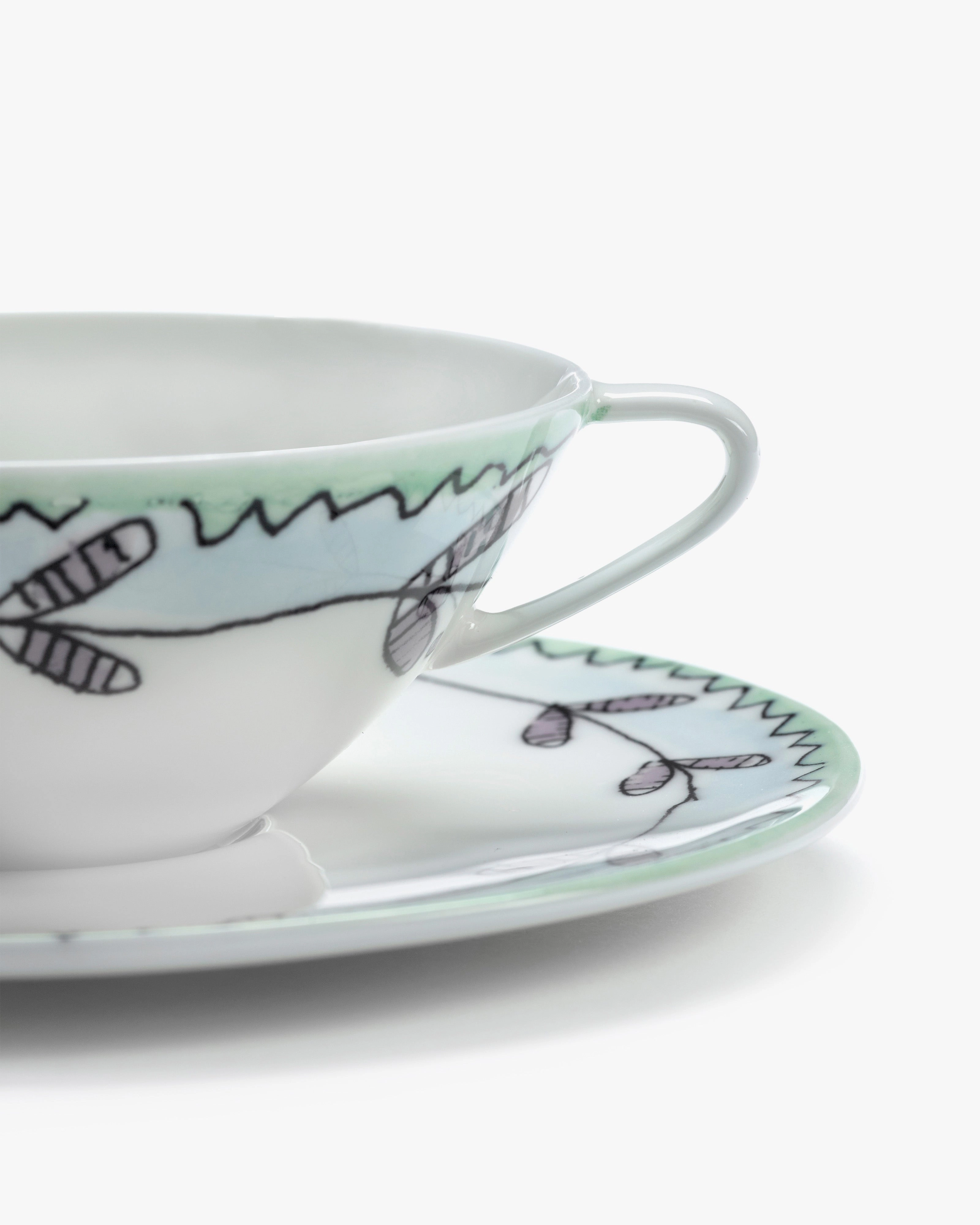 Coffee cup low with saucer Blossom milk Midnight Flowers