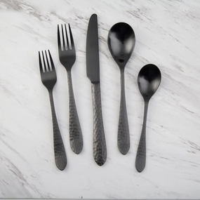 Colby Black Hammered 20 Piece Flatware Set