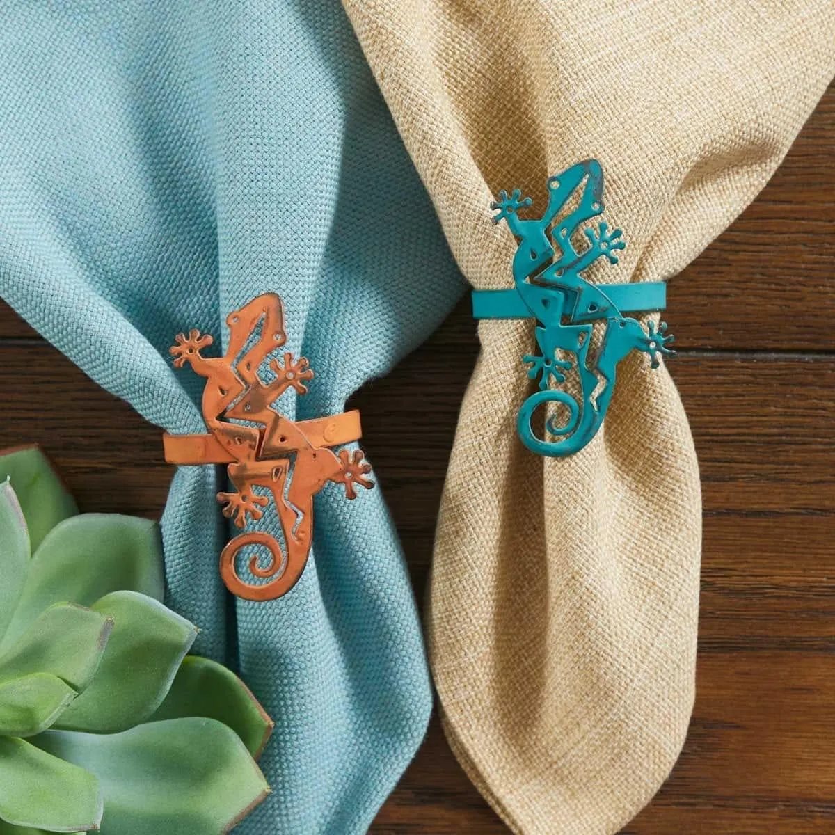 Colorful Southwestern Gecko Napkin Rings blender, kitchen appliance