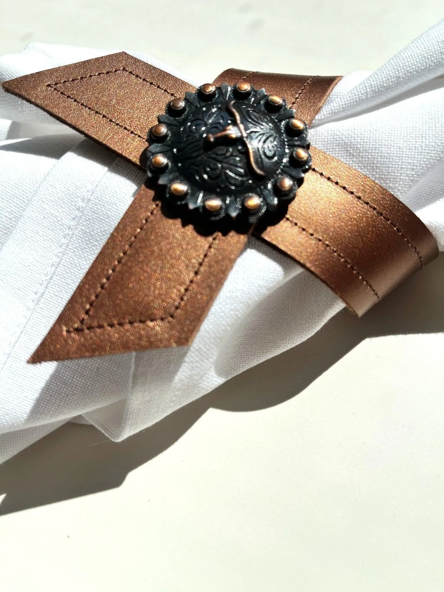 Concho & Leather Napkin Rings 2-pc