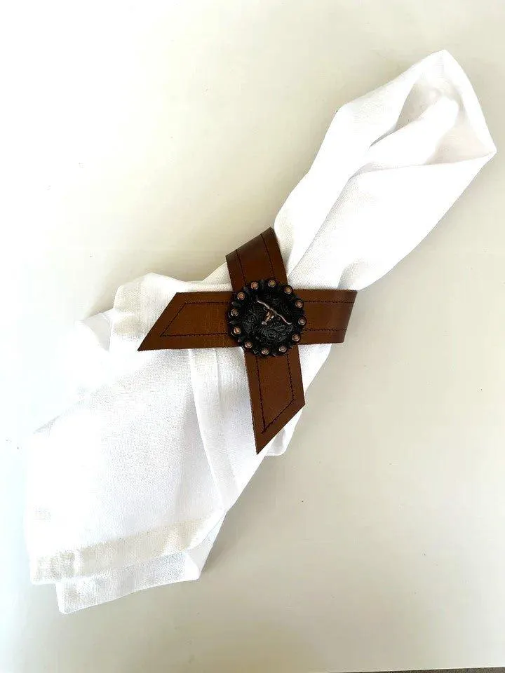Concho & Leather Napkin Rings 2-pc