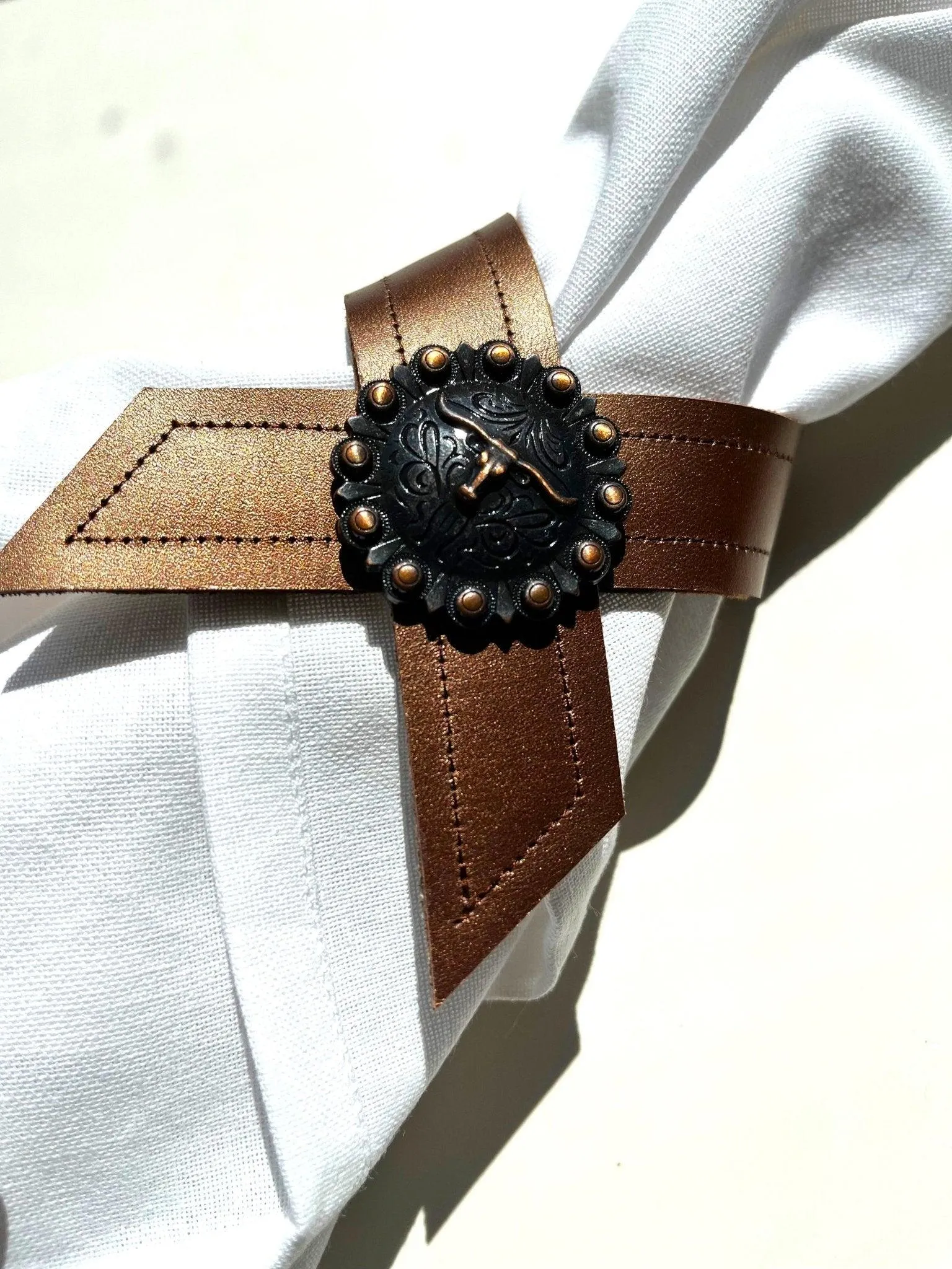 Concho & Leather Napkin Rings 2-pc