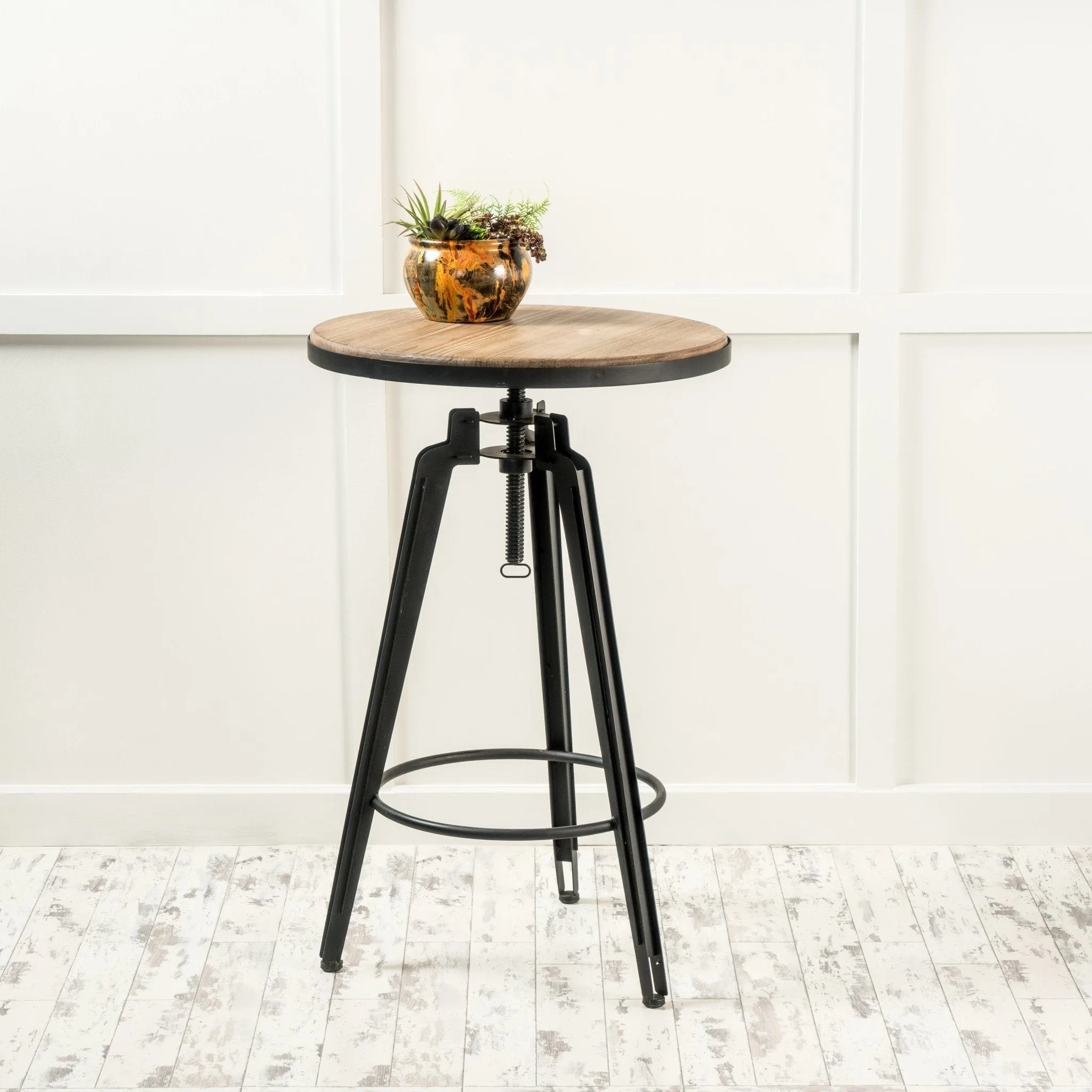 Contemporary Antique Color Firwood Swivel Bar Table - NH758892 kitchen island table, dining furniture
