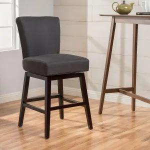 Contemporary Dark Charcoal Fabric Upholstered Swivel Counter Stool - NH797003 bar stool, counter stool