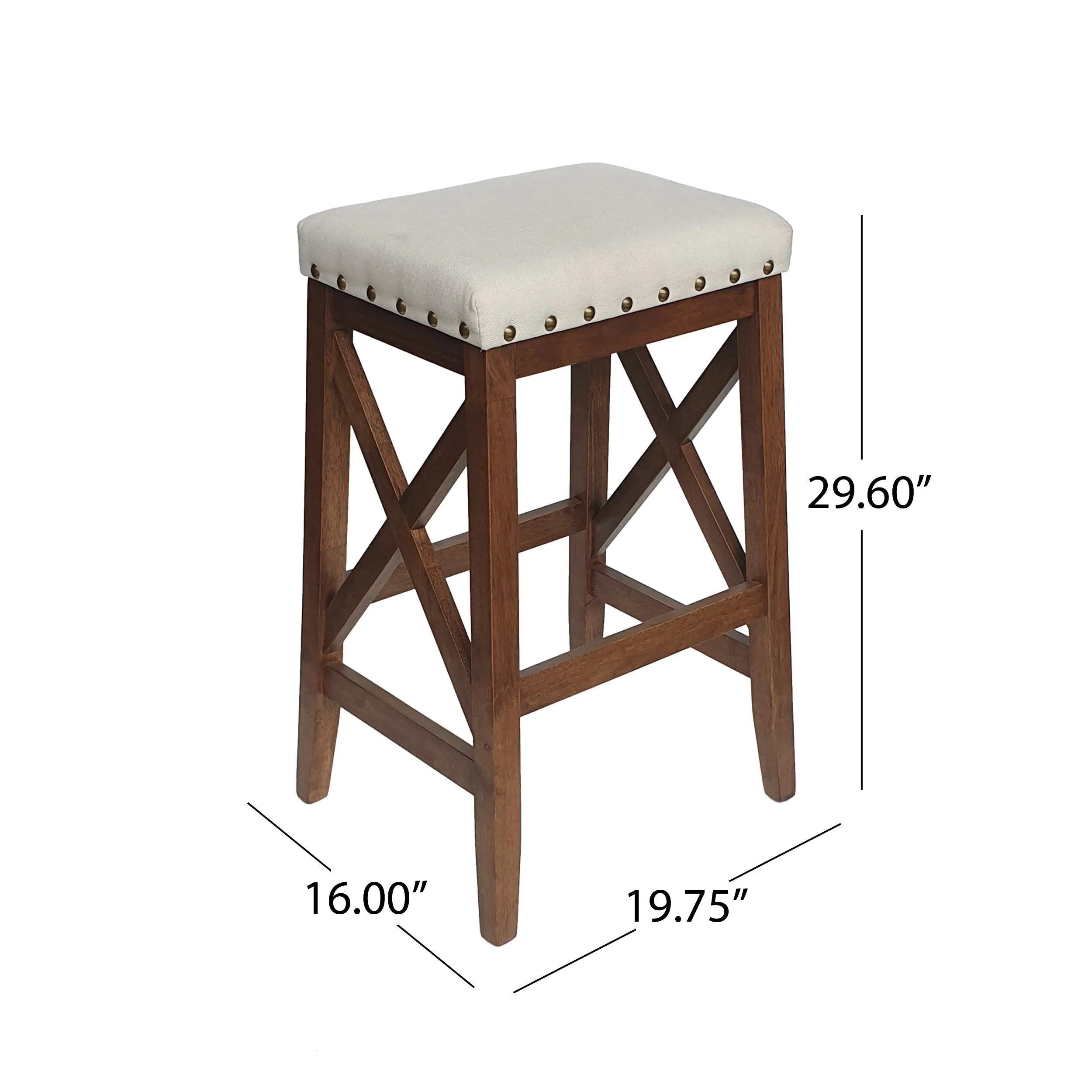 Contemporary Farmhouse Upholstered Fabric Barstools (Set of 2) - NH835903