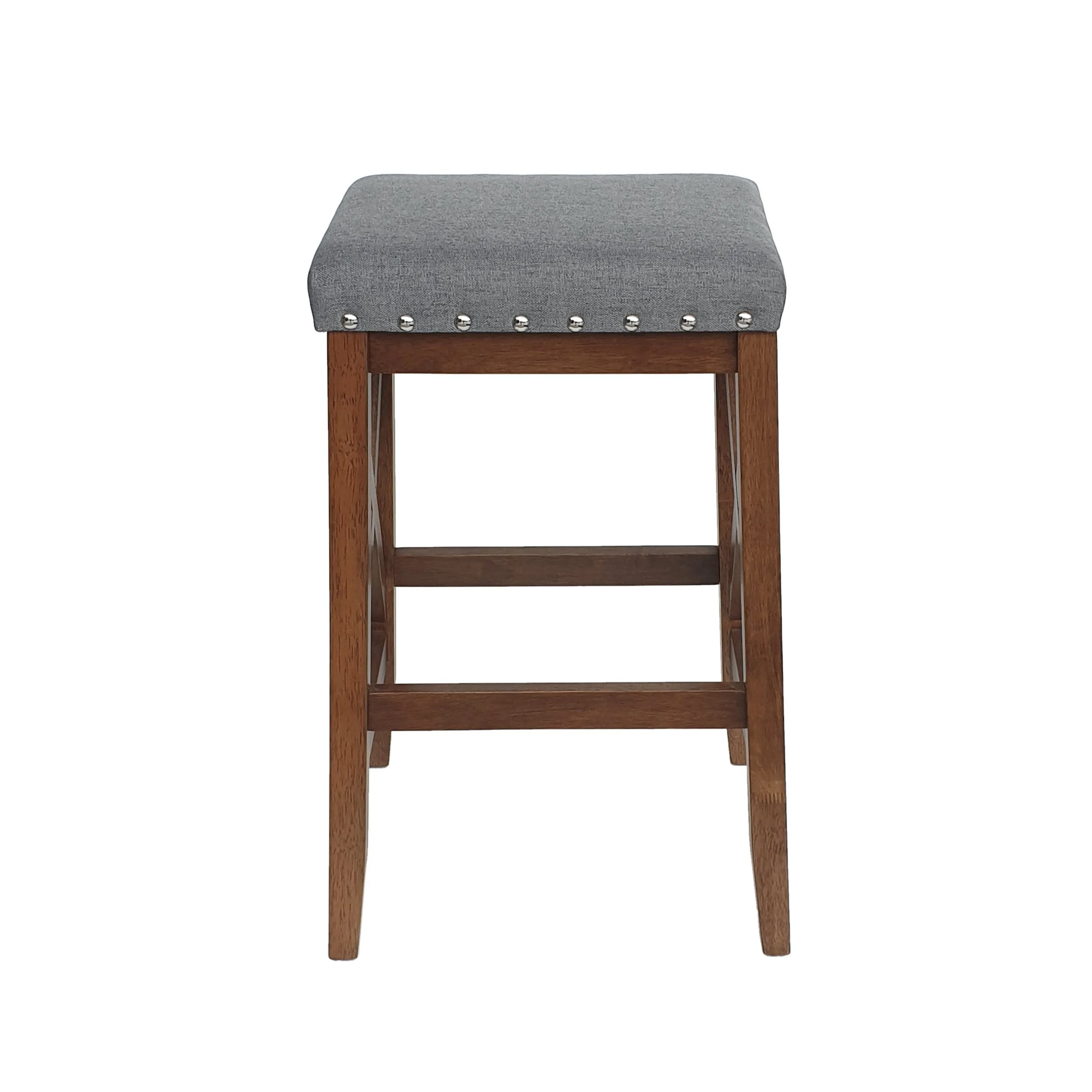 Contemporary Farmhouse Upholstered Fabric Barstools (Set of 2) - NH835903