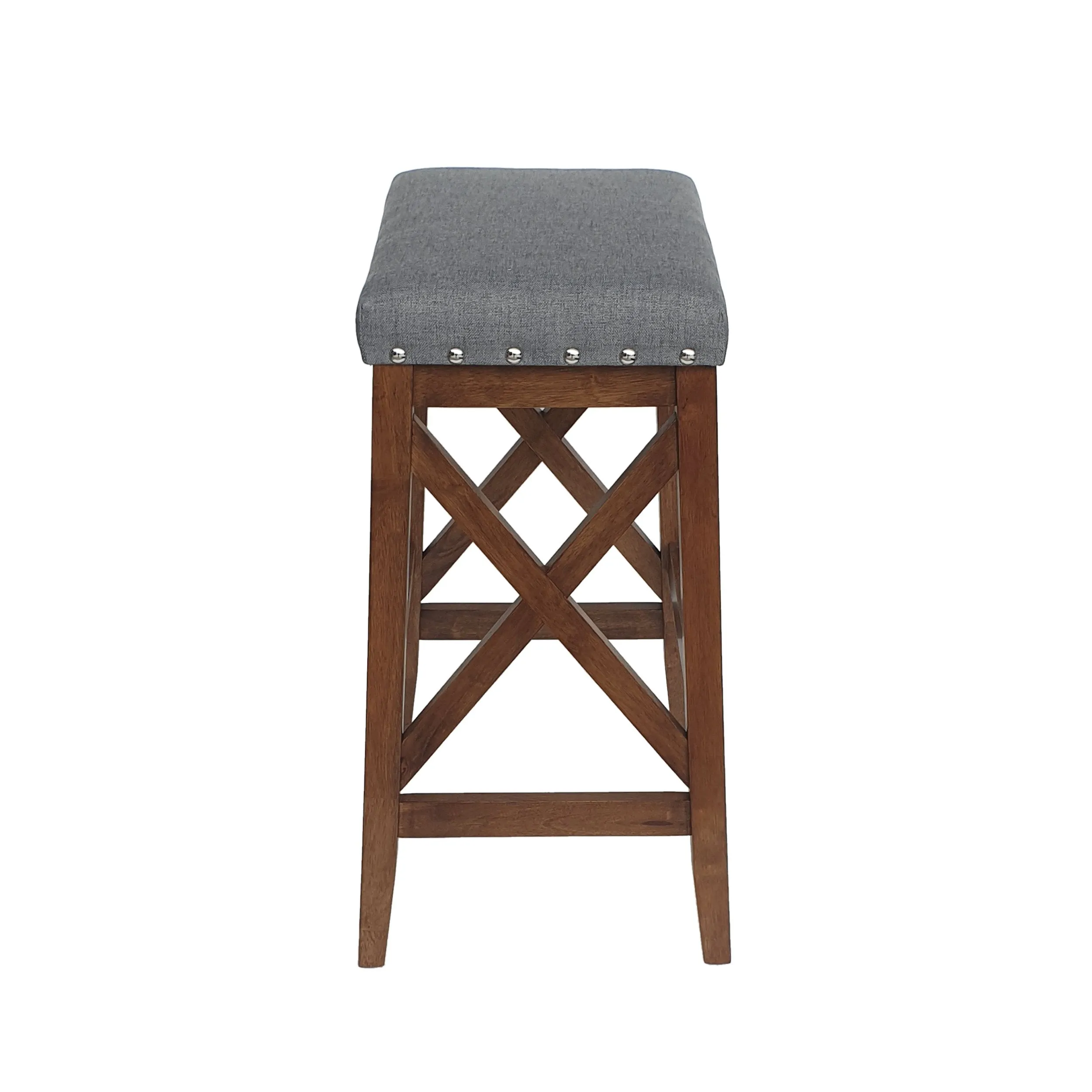 Contemporary Farmhouse Upholstered Fabric Barstools (Set of 2) - NH835903