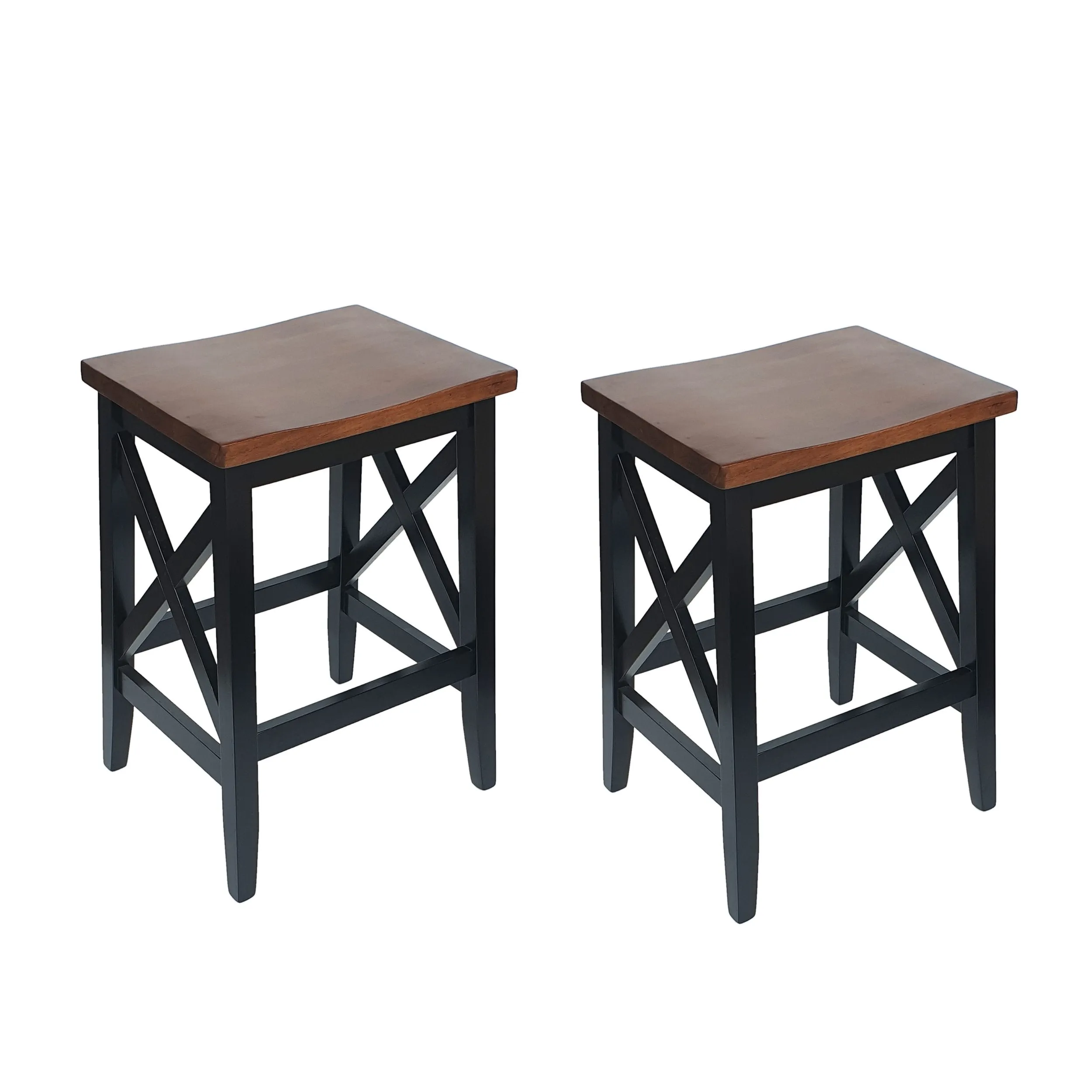 Contemporary Farmhouse Wooden Barstools (Set of 2) - NH245903